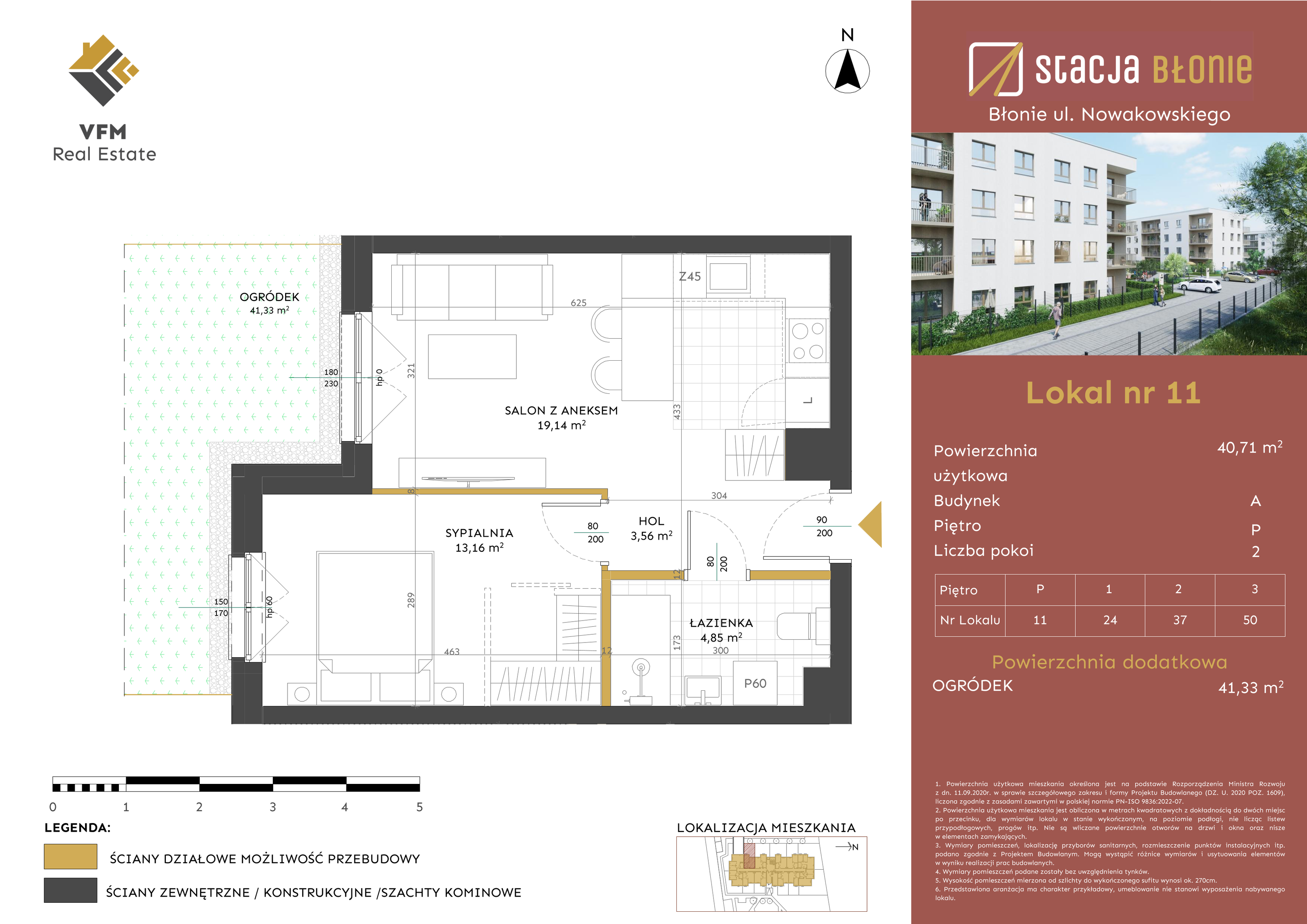 Mieszkanie 40,71 m², parter, oferta nr 11, Stacja Błonie, Błonie, ul. Nowakowskiego-idx