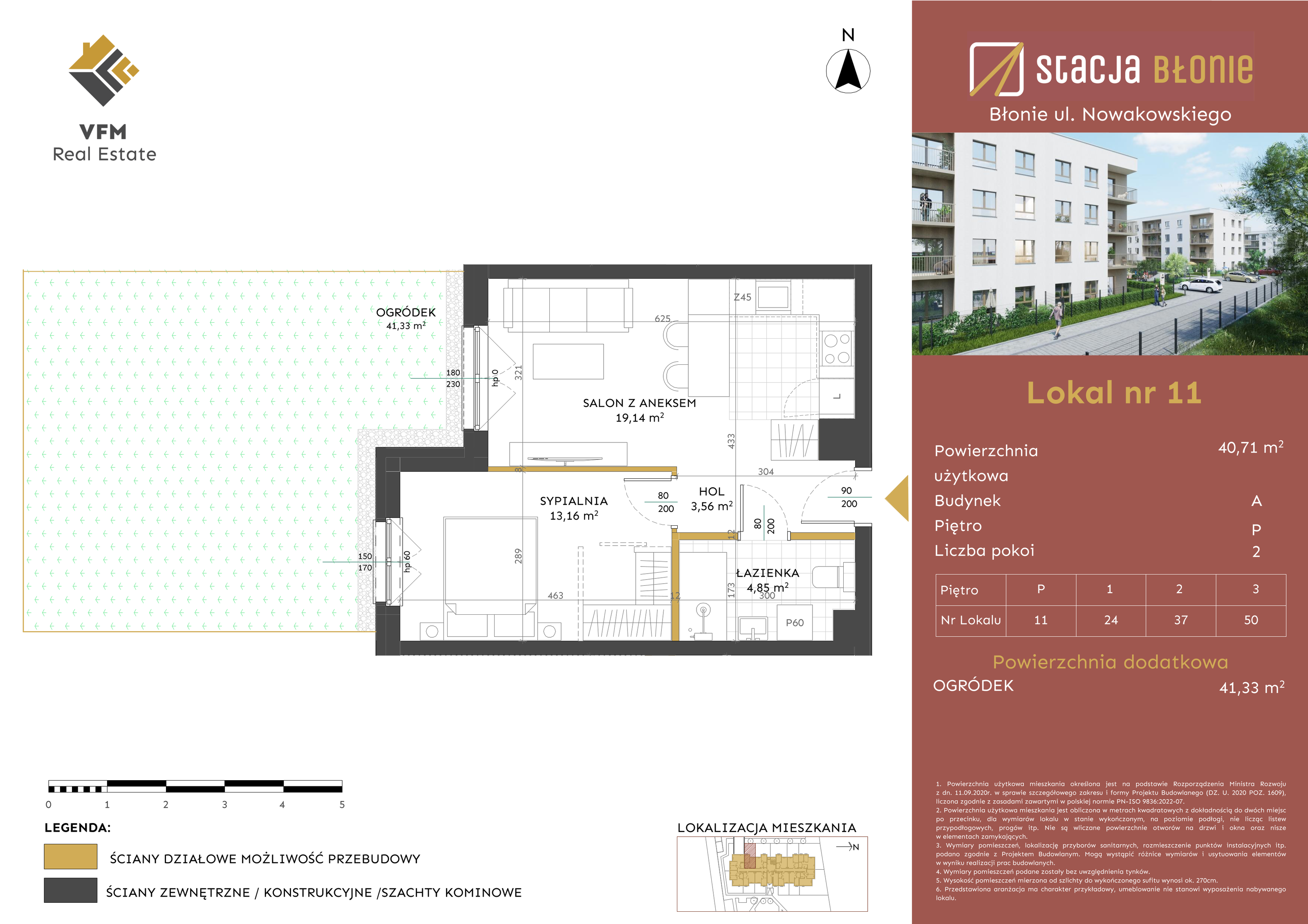 Mieszkanie 40,71 m², parter, oferta nr 11, Stacja Błonie, Błonie, ul. Nowakowskiego-idx