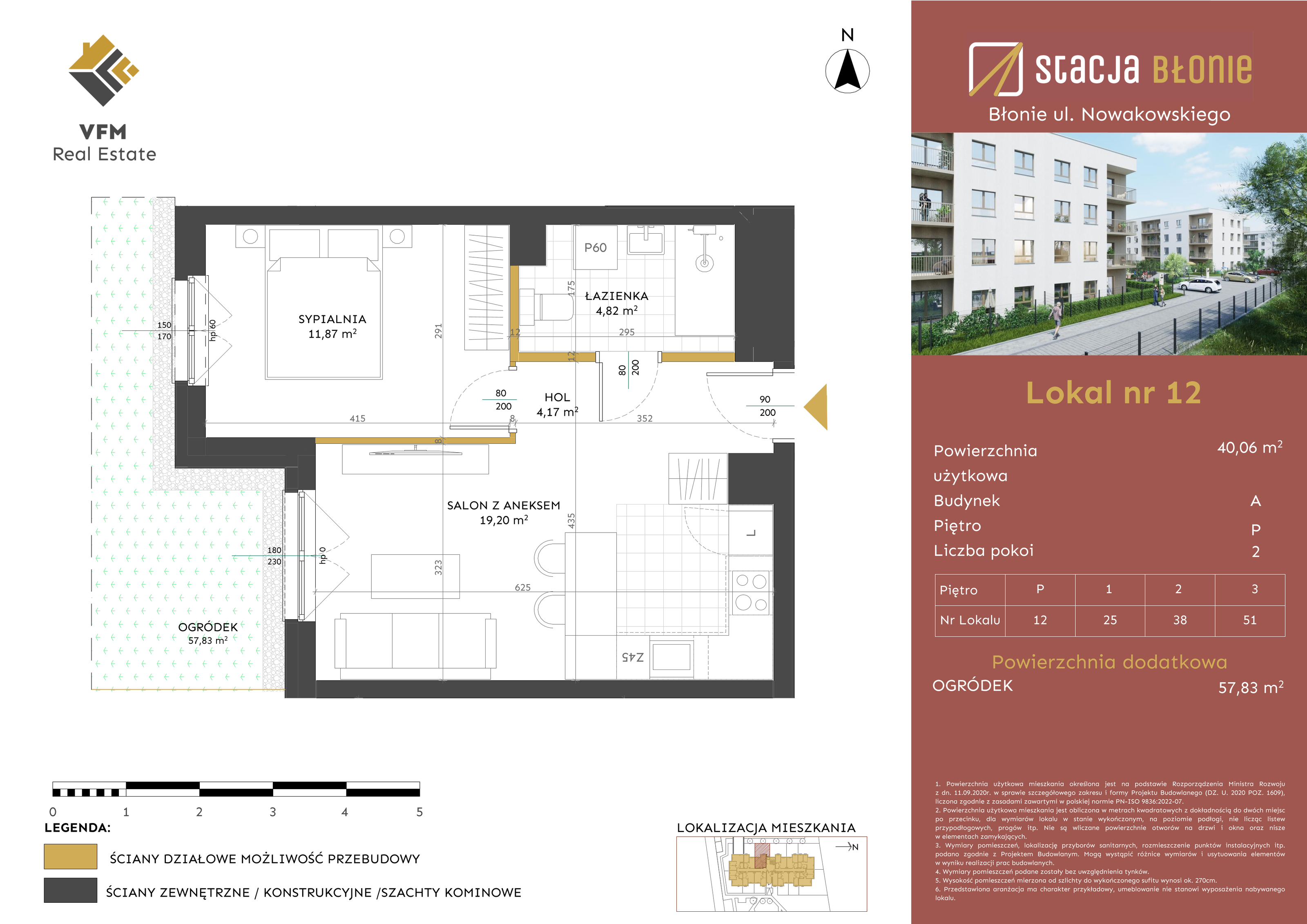 Mieszkanie 40,06 m², parter, oferta nr 12, Stacja Błonie, Błonie, ul. Nowakowskiego-idx