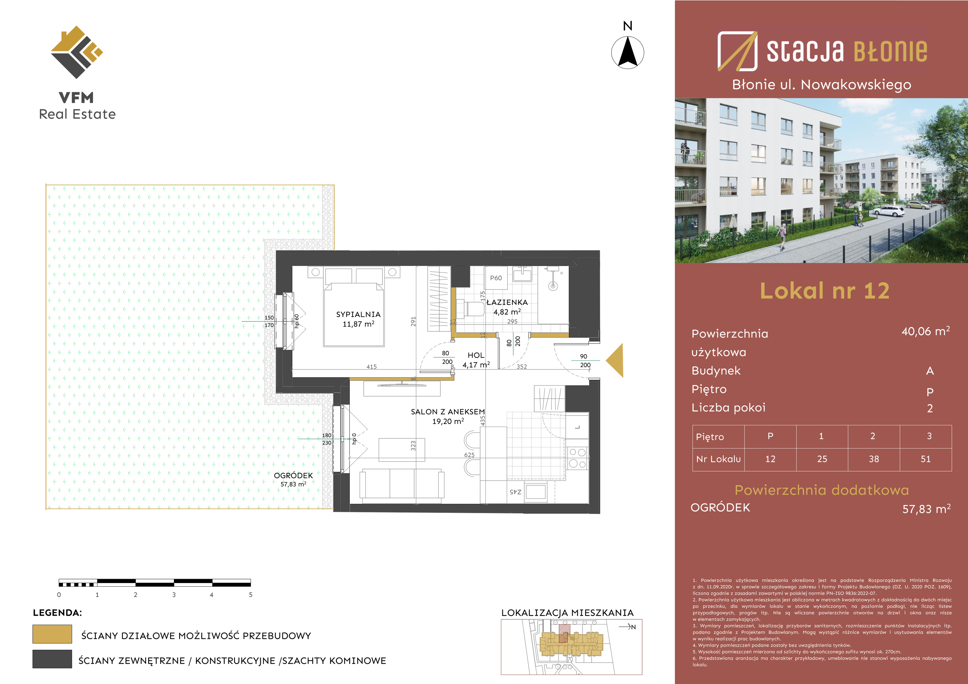 Mieszkanie 40,06 m², parter, oferta nr 12, Stacja Błonie, Błonie, ul. Nowakowskiego-idx