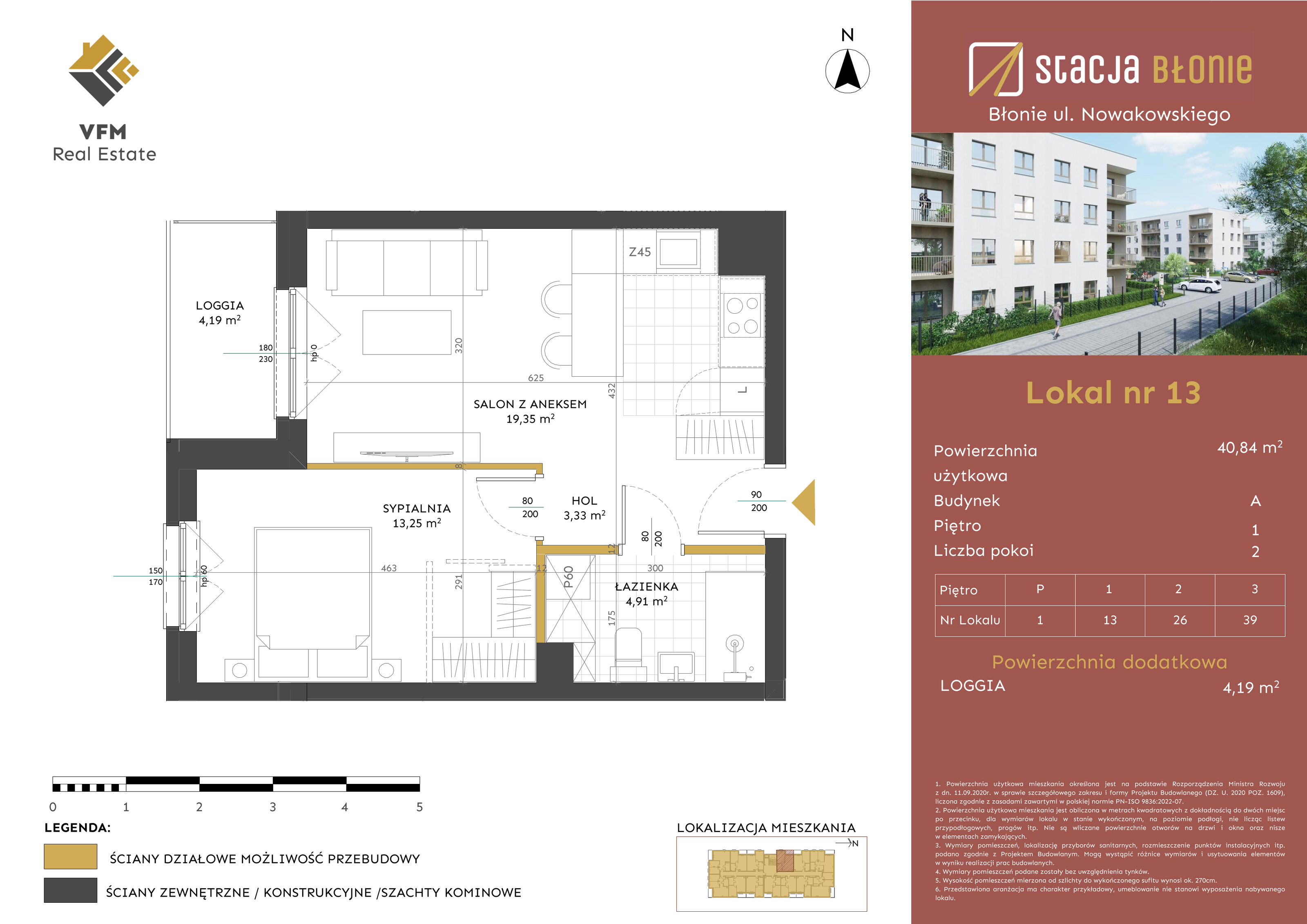 Mieszkanie 40,84 m², piętro 1, oferta nr 13, Stacja Błonie, Błonie, ul. Nowakowskiego-idx