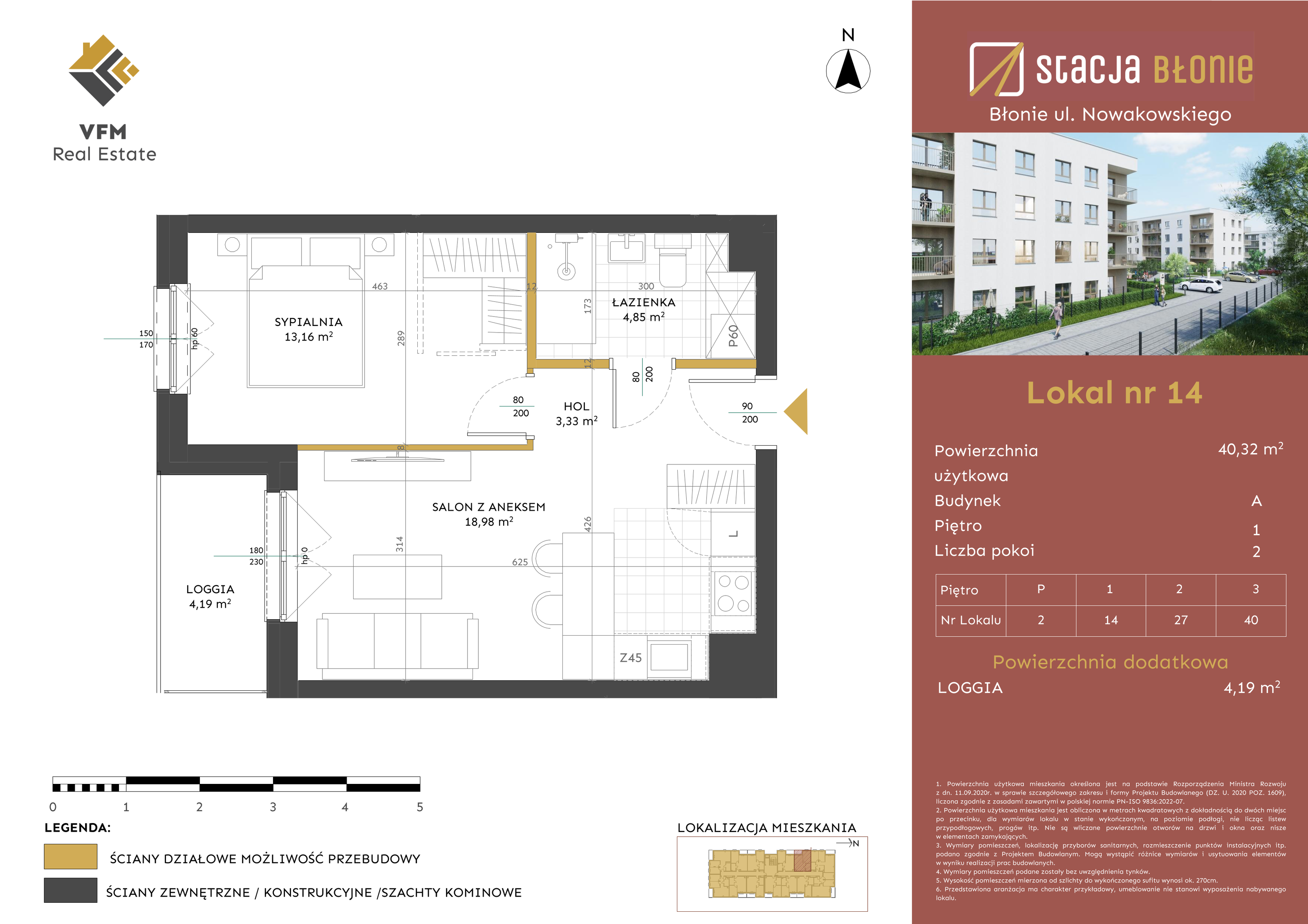 Mieszkanie 40,32 m², piętro 1, oferta nr 14, Stacja Błonie, Błonie, ul. Nowakowskiego-idx