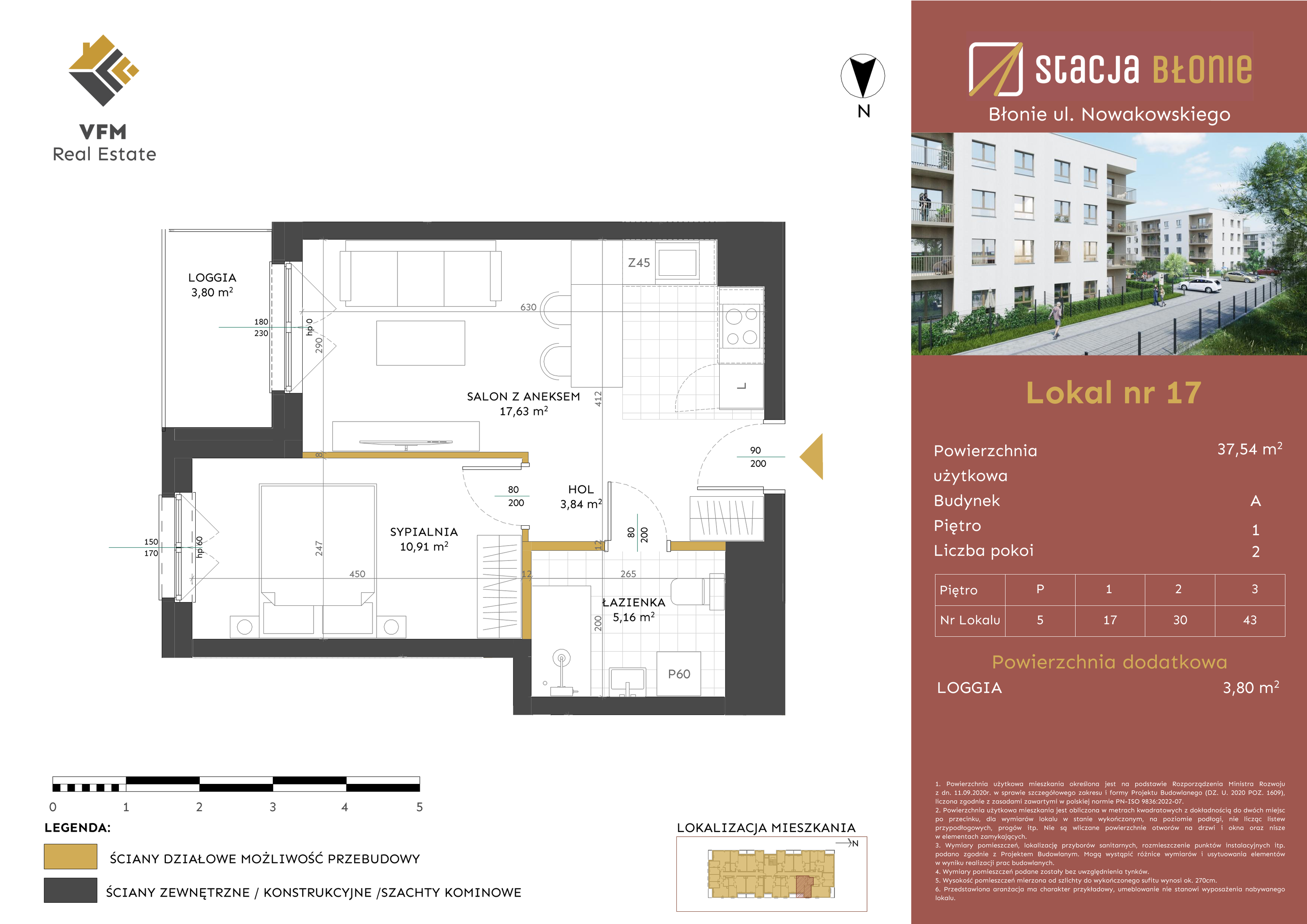 Mieszkanie 37,54 m², piętro 1, oferta nr 17, Stacja Błonie, Błonie, ul. Nowakowskiego-idx