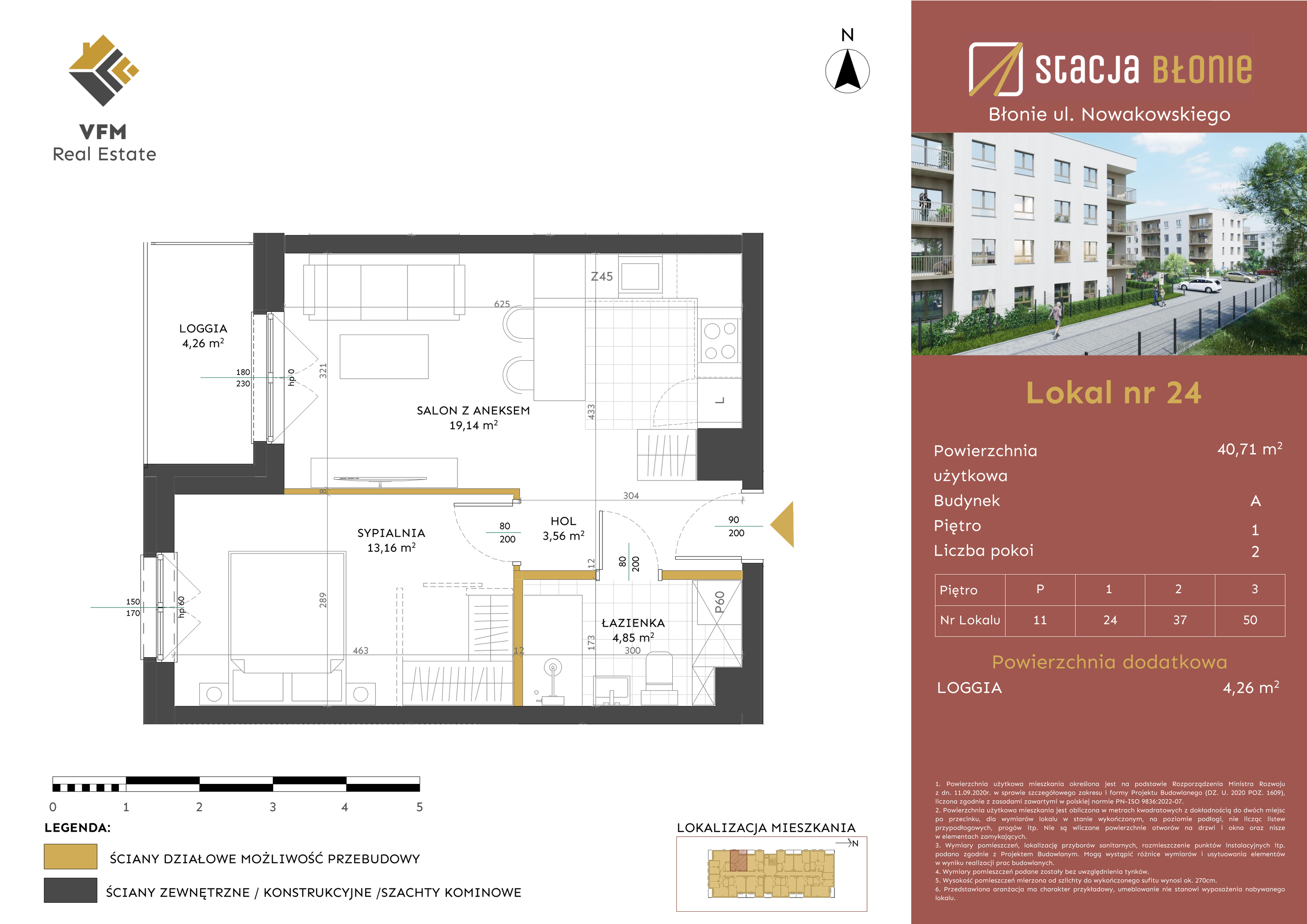 Mieszkanie 40,71 m², piętro 1, oferta nr 24, Stacja Błonie, Błonie, ul. Nowakowskiego-idx