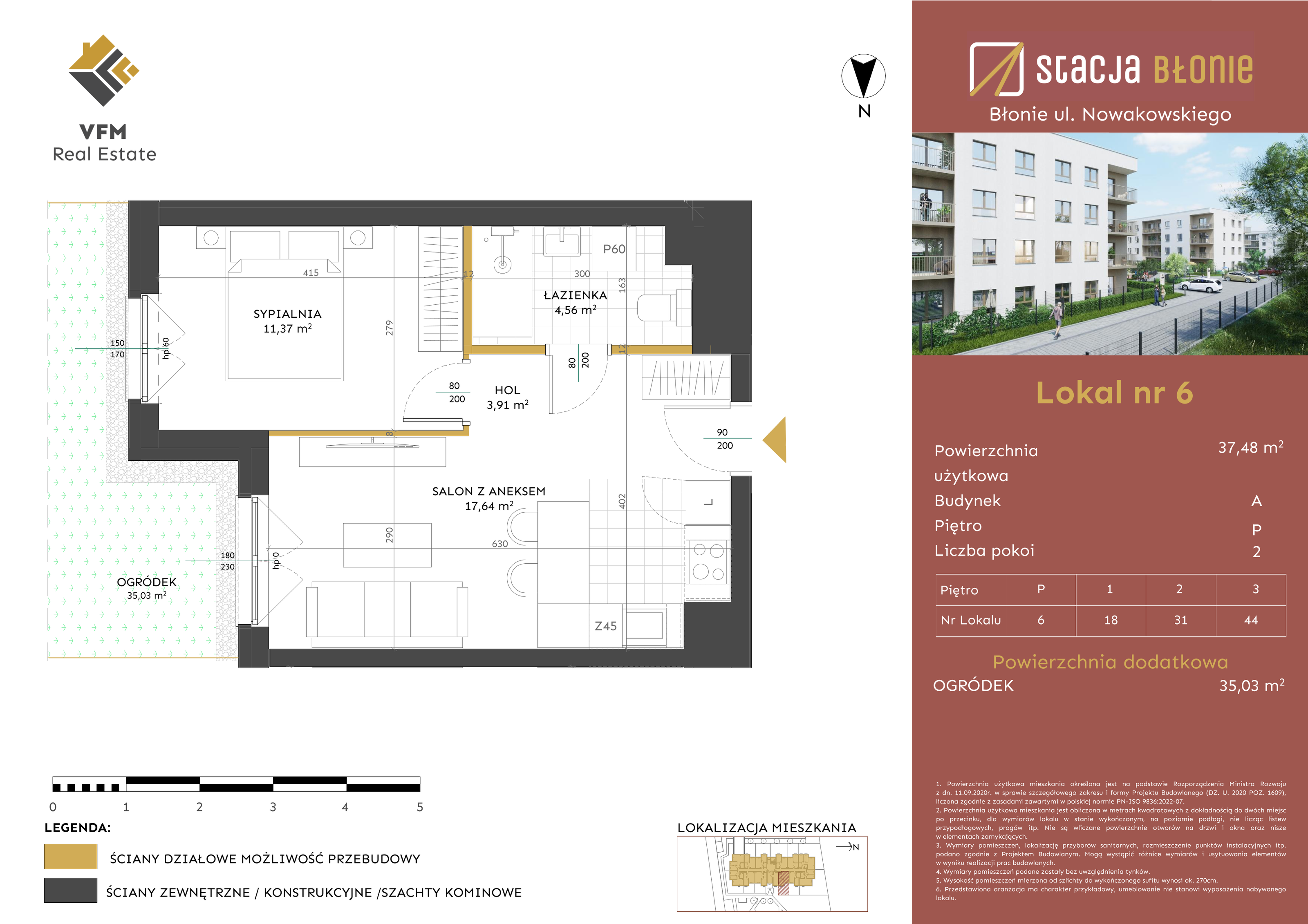 Mieszkanie 37,48 m², parter, oferta nr 6, Stacja Błonie, Błonie, ul. Nowakowskiego-idx