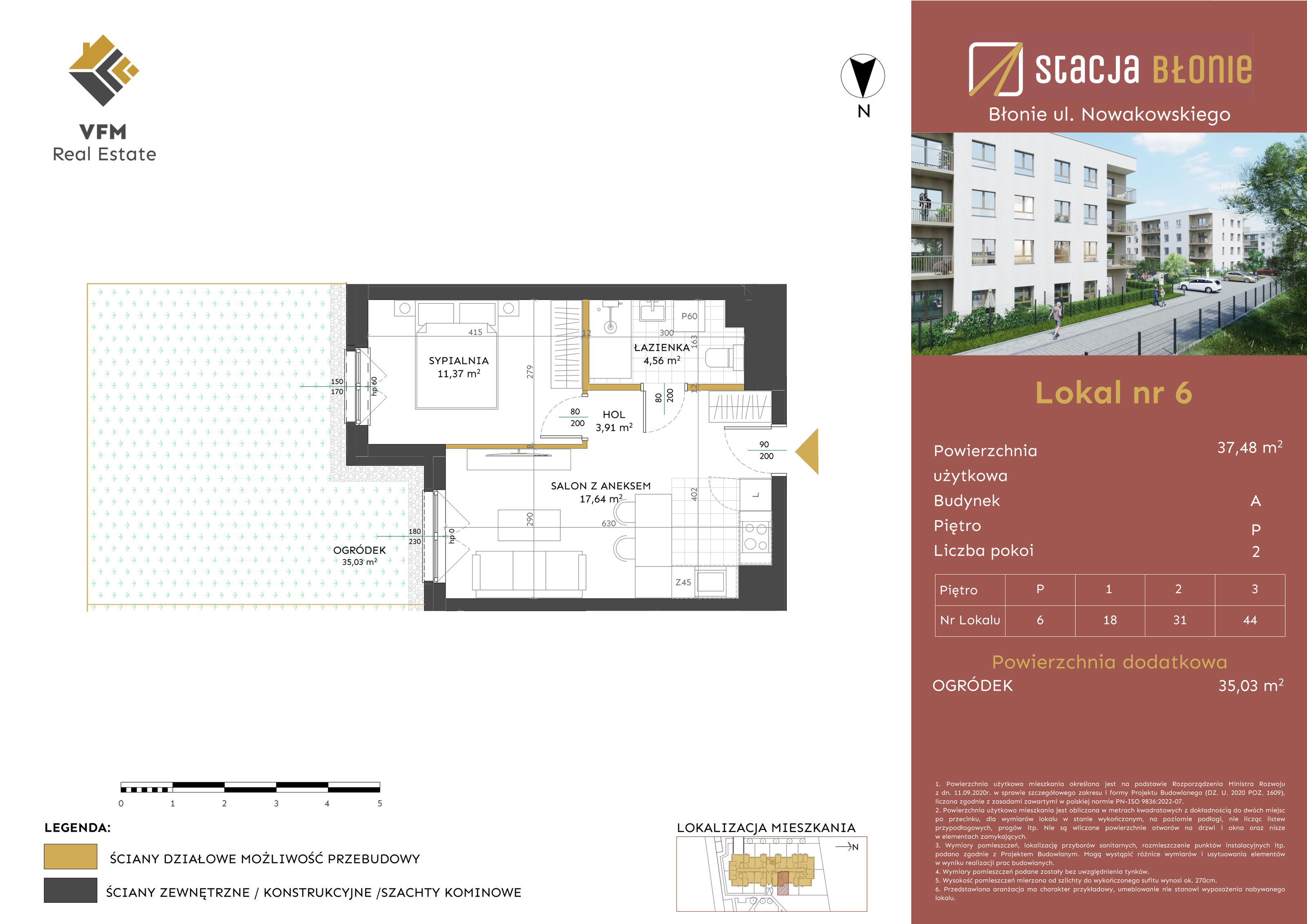 Mieszkanie 37,48 m², parter, oferta nr 6, Stacja Błonie, Błonie, ul. Nowakowskiego-idx