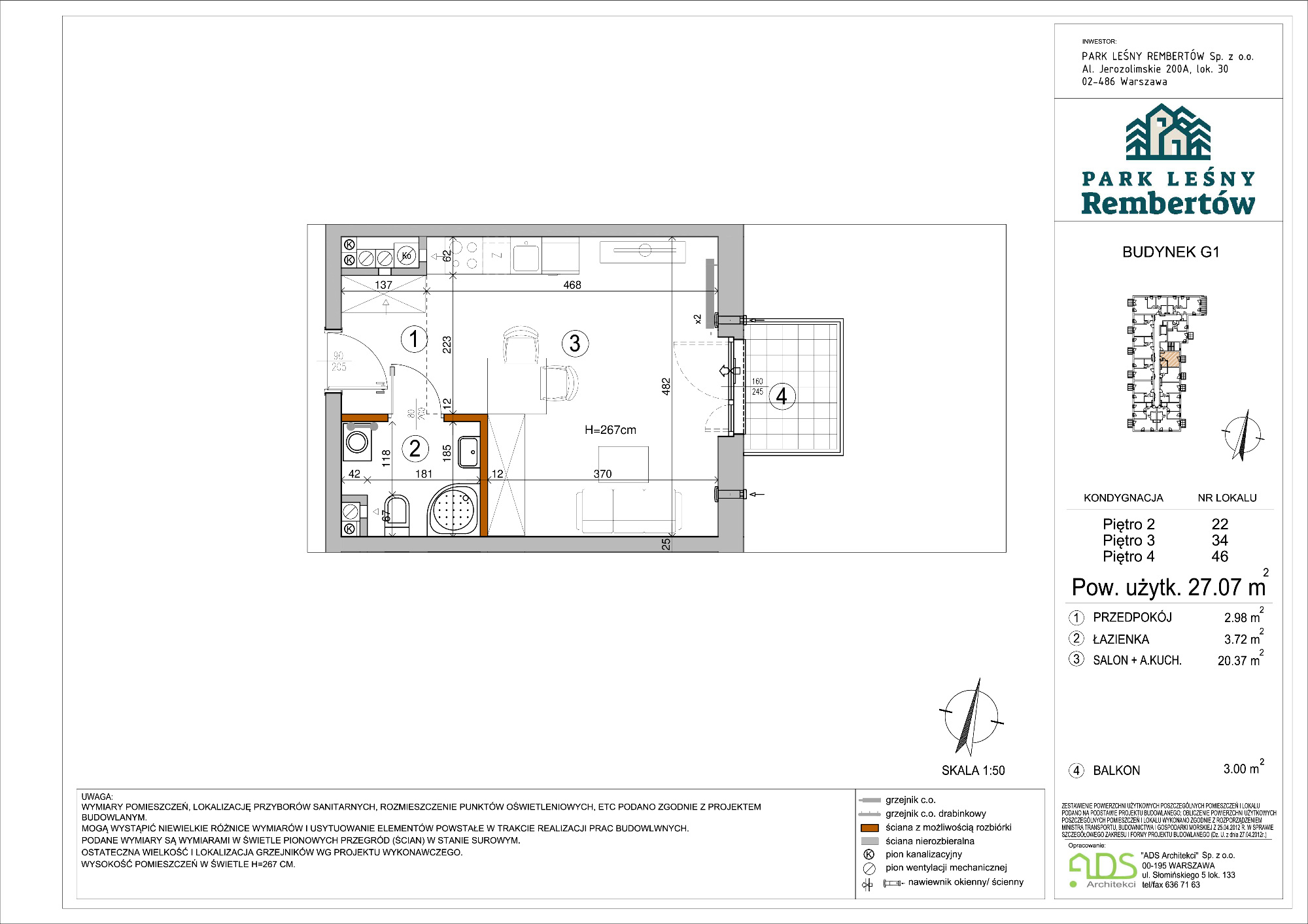 Mieszkanie 27,07 m², piętro 4, oferta nr G1-46, Park Leśny Rembertów, Warszawa, Rembertów, ul. Chełmżyńska-idx