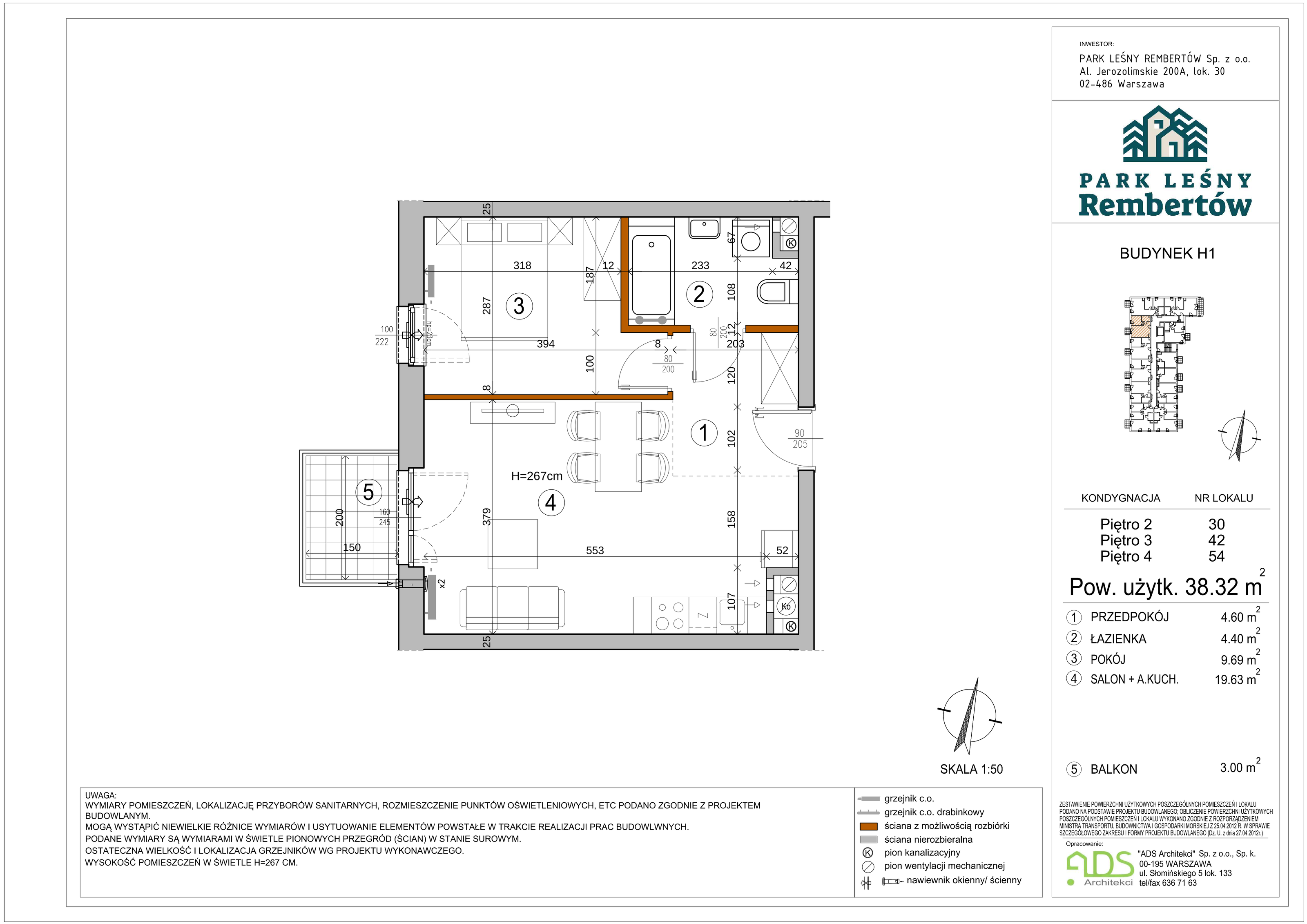 Mieszkanie 38,32 m², piętro 3, oferta nr H1-42, Park Leśny Rembertów, Warszawa, Rembertów, ul. Chełmżyńska-idx