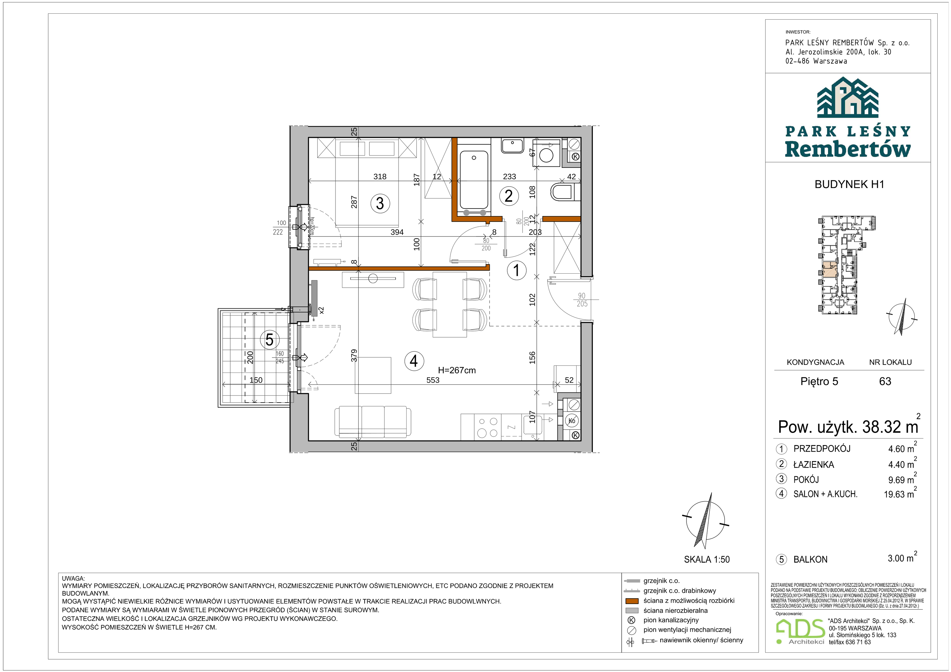 Mieszkanie 38,32 m², piętro 5, oferta nr H1-63, Park Leśny Rembertów, Warszawa, Rembertów, ul. Chełmżyńska-idx