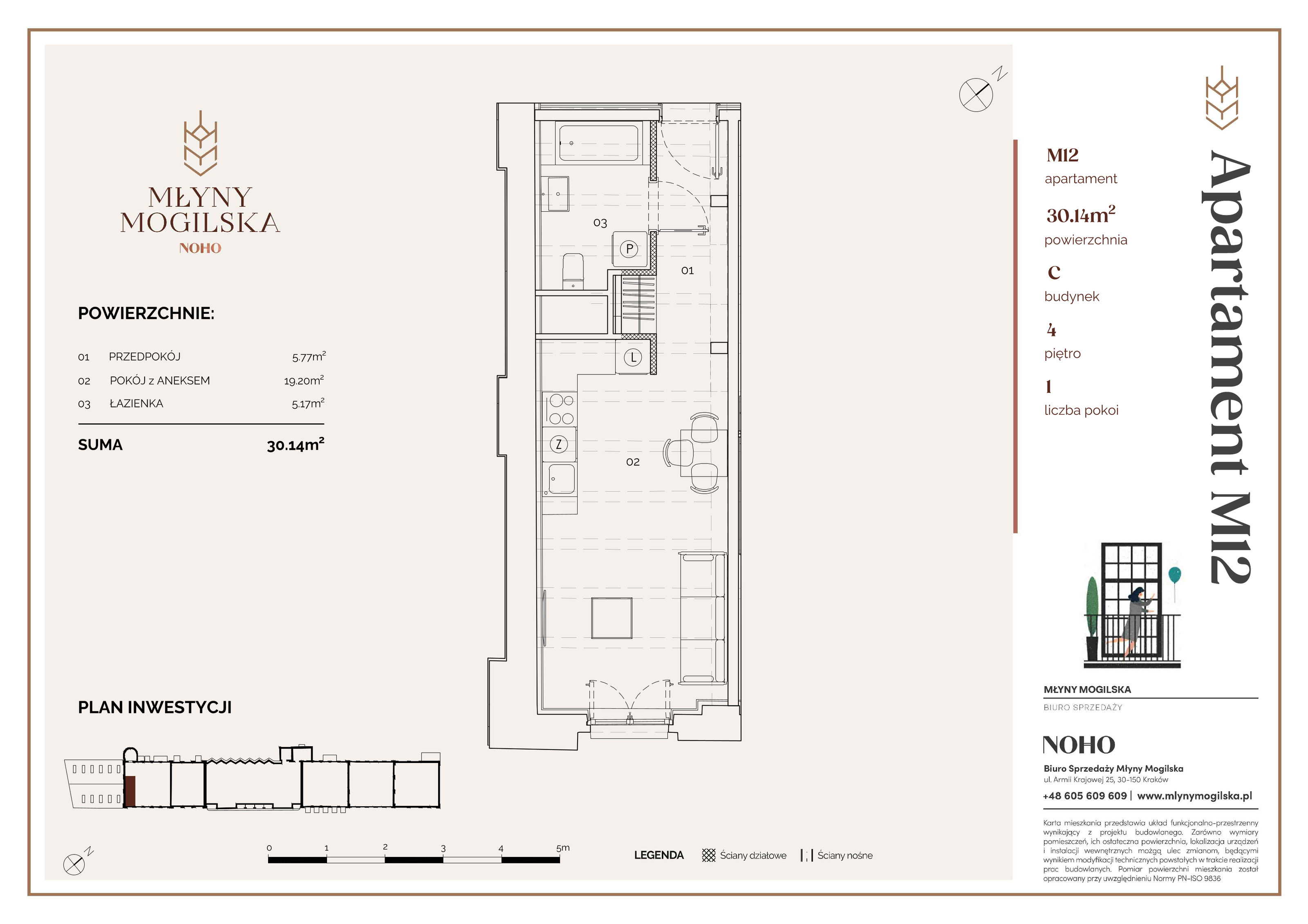 Apartament 30,14 m², piętro 4, oferta nr 12/C, Młyny Mogilska, Kraków, Prądnik Czerwony, Rakowice, ul. Mogilska-idx