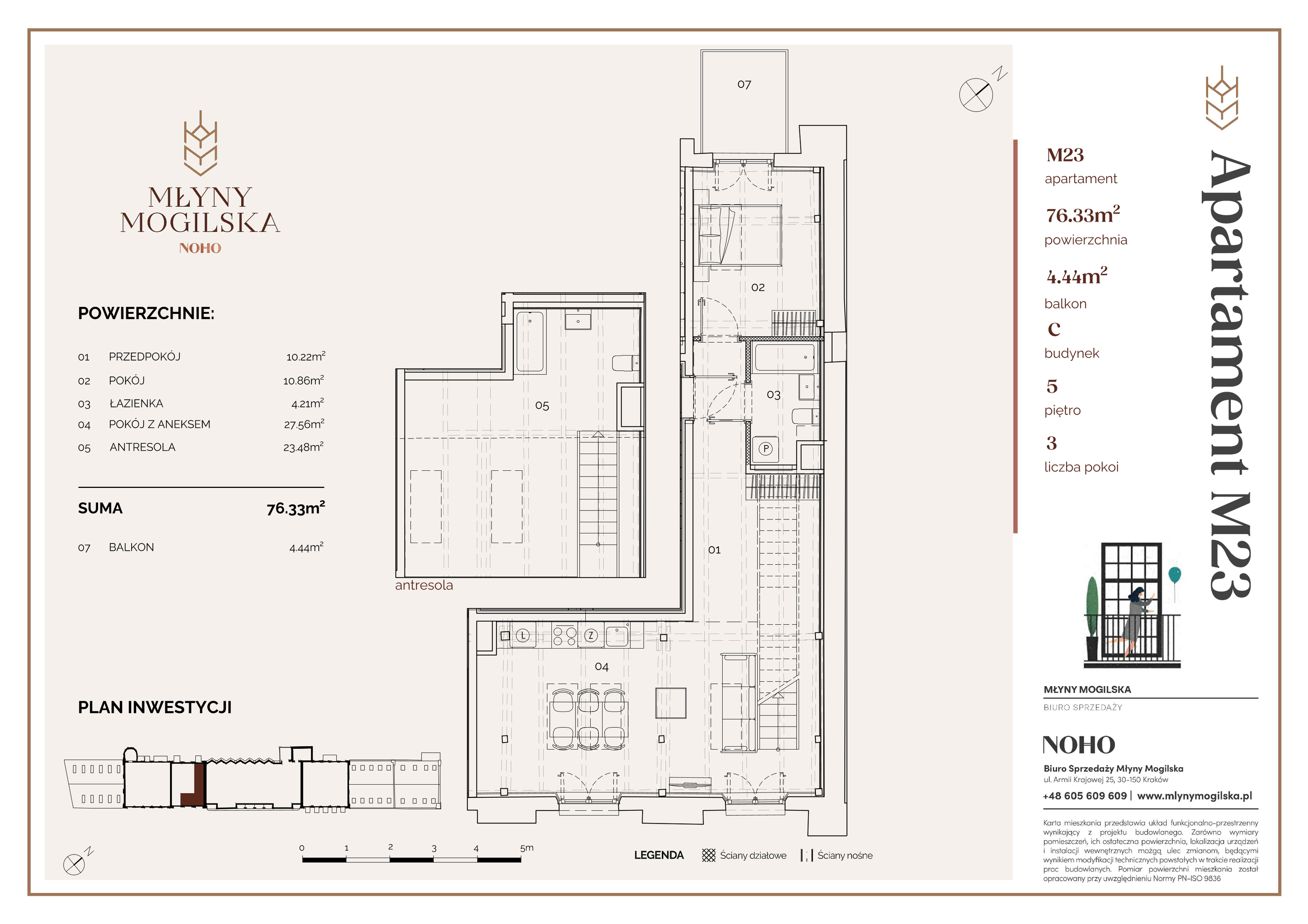 Apartament 76,33 m², piętro 5, oferta nr 23/C, Młyny Mogilska, Kraków, Prądnik Czerwony, Rakowice, ul. Mogilska-idx