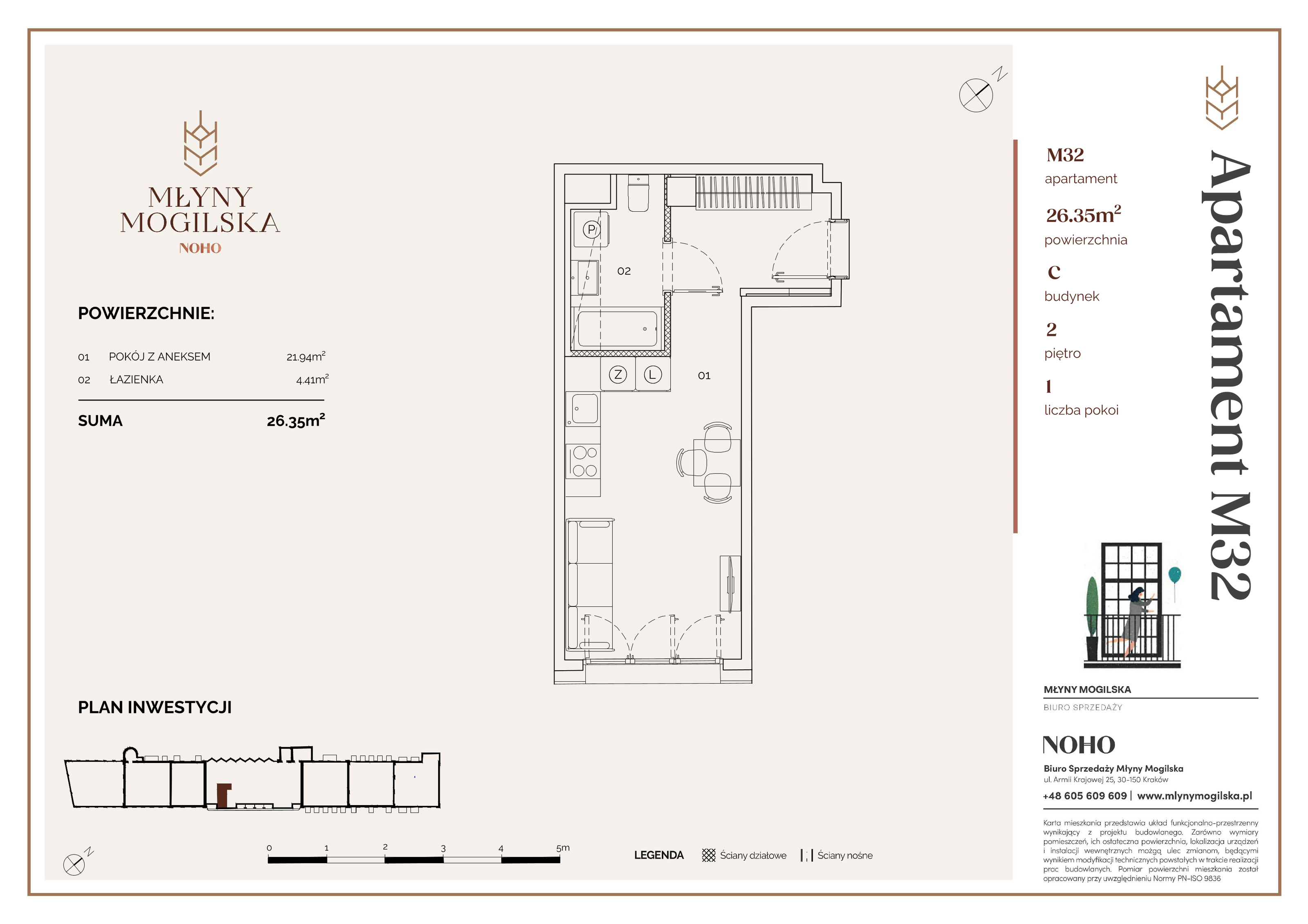 Apartament 26,35 m², piętro 2, oferta nr 32/C, Młyny Mogilska, Kraków, Prądnik Czerwony, Rakowice, ul. Mogilska-idx