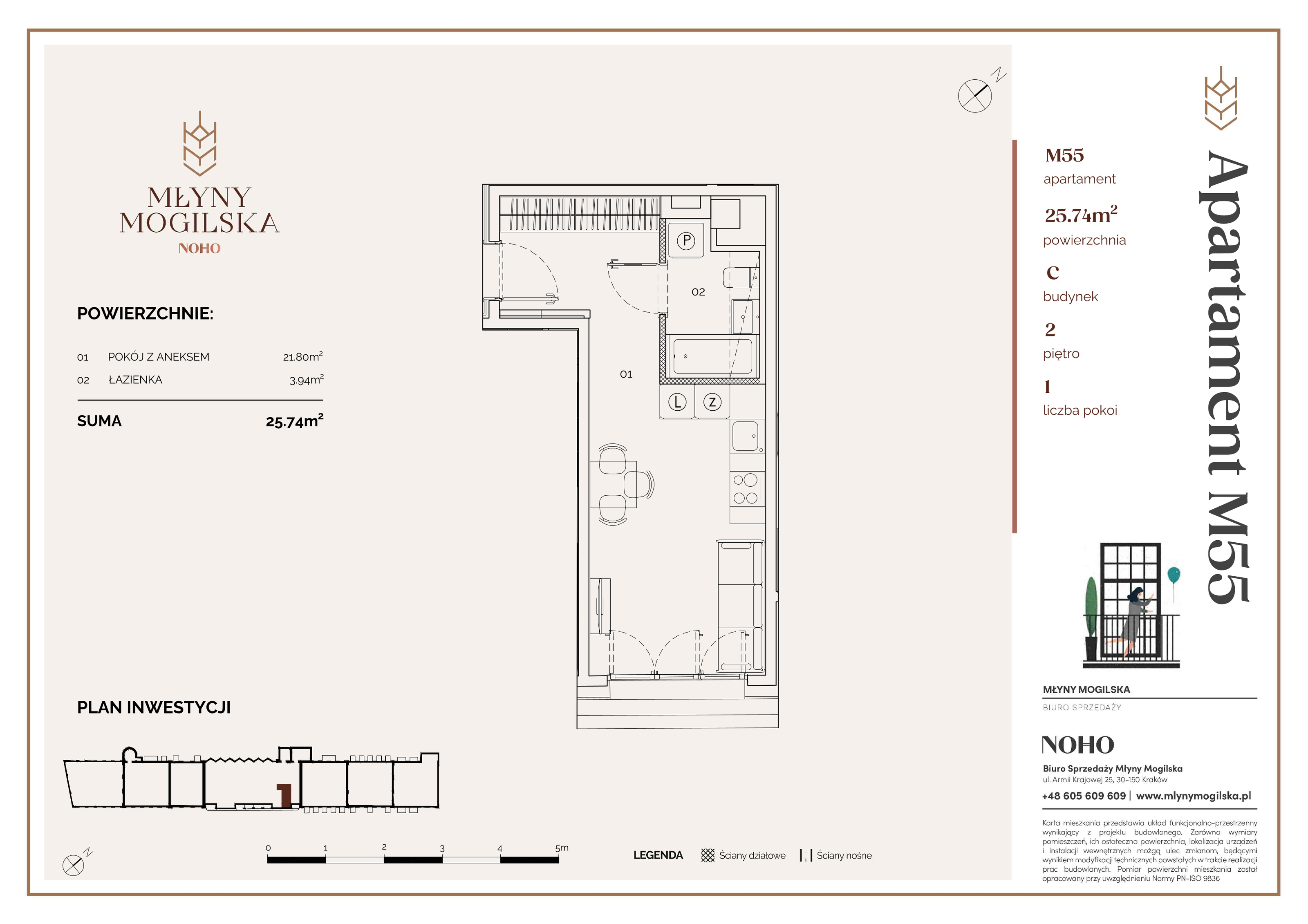 Apartament 25,74 m², piętro 2, oferta nr 55/C, Młyny Mogilska, Kraków, Prądnik Czerwony, Rakowice, ul. Mogilska-idx