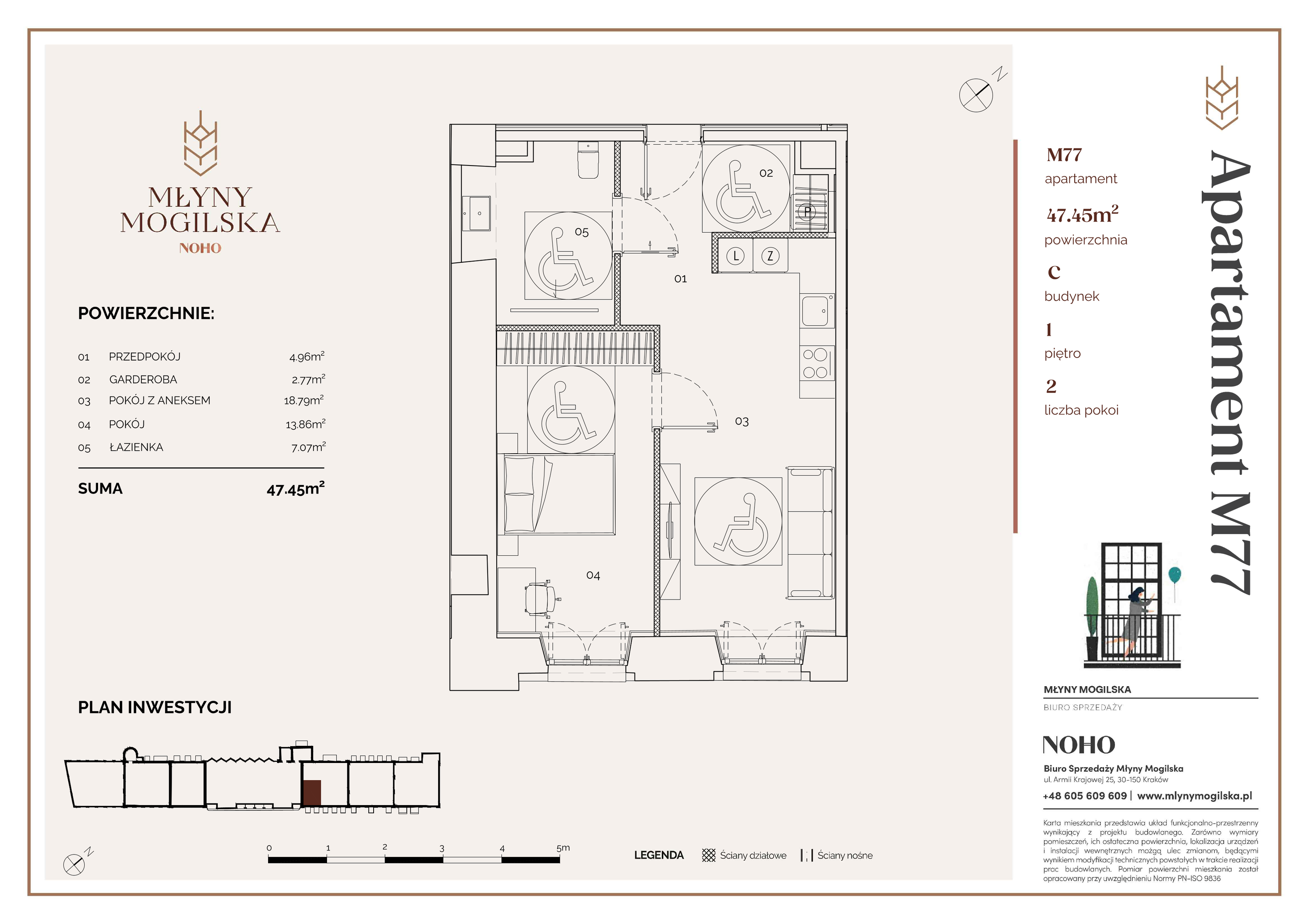 Apartament 47,45 m², piętro 1, oferta nr 77/C, Młyny Mogilska, Kraków, Prądnik Czerwony, Rakowice, ul. Mogilska-idx