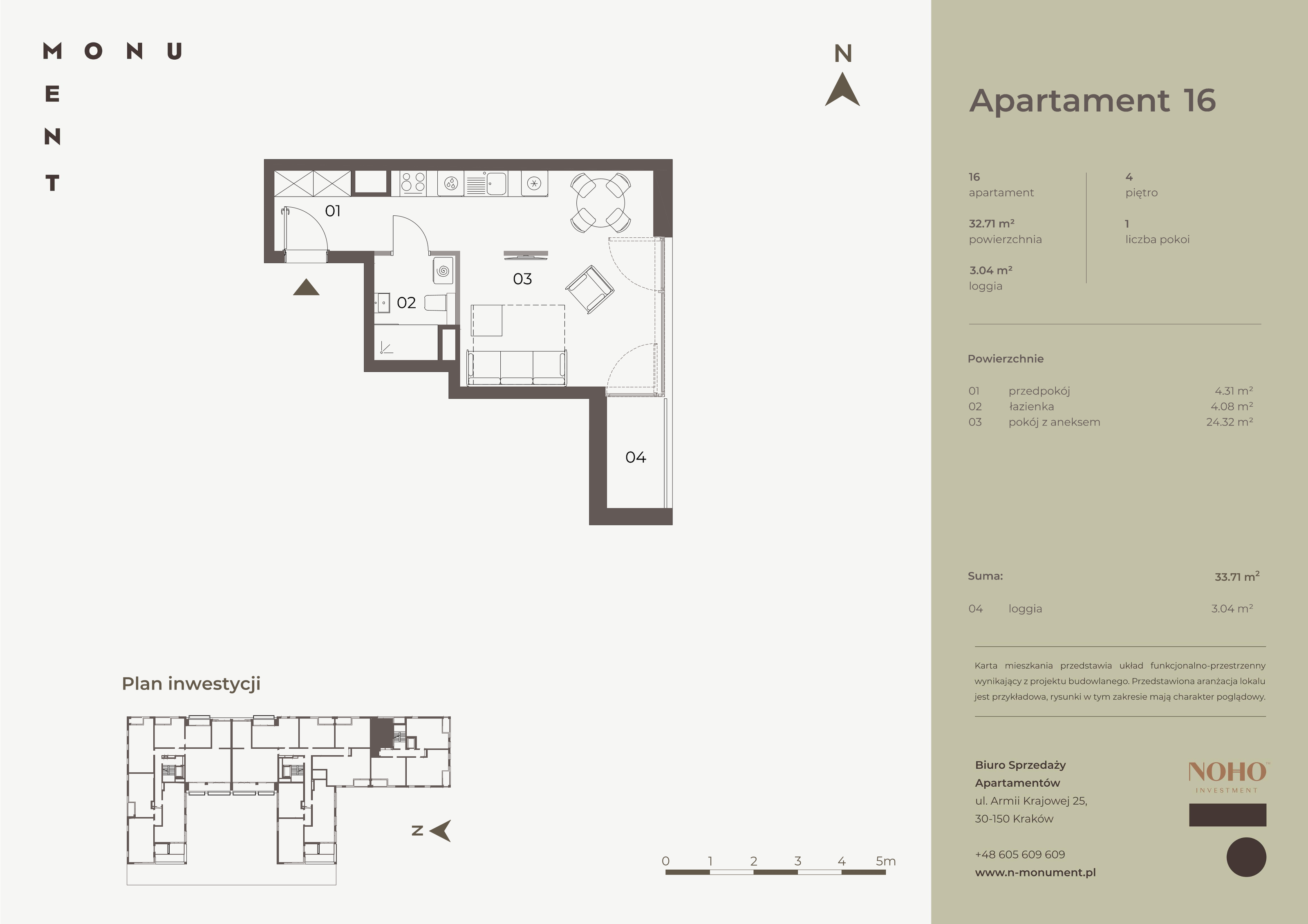 Apartament 32,71 m², piętro 4, oferta nr 16, Monument, Kraków, Prądnik Biały, Azory, ul. Wybickiego 6-idx