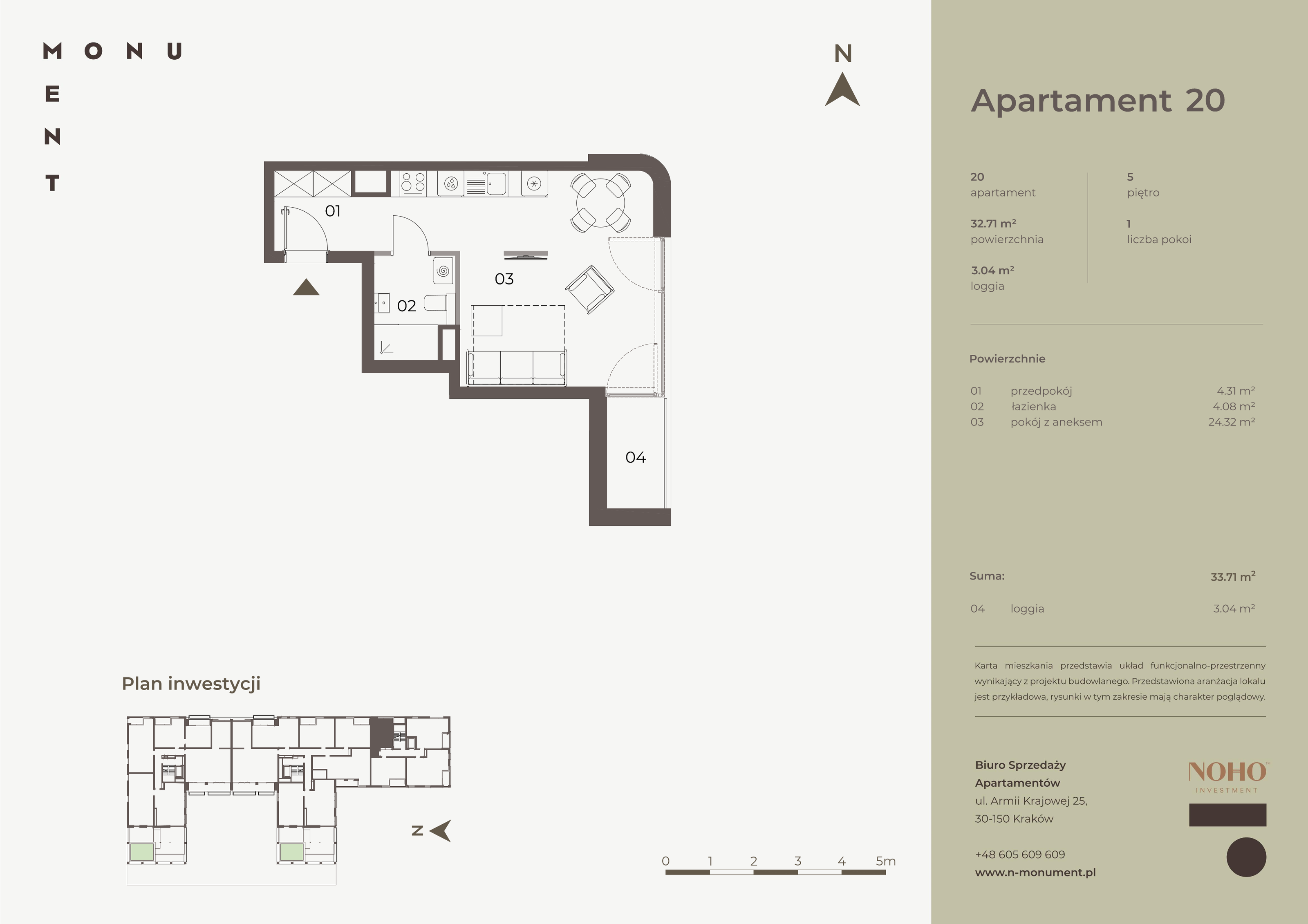 Apartament 32,71 m², piętro 5, oferta nr 20, Monument, Kraków, Prądnik Biały, Azory, ul. Wybickiego 6-idx