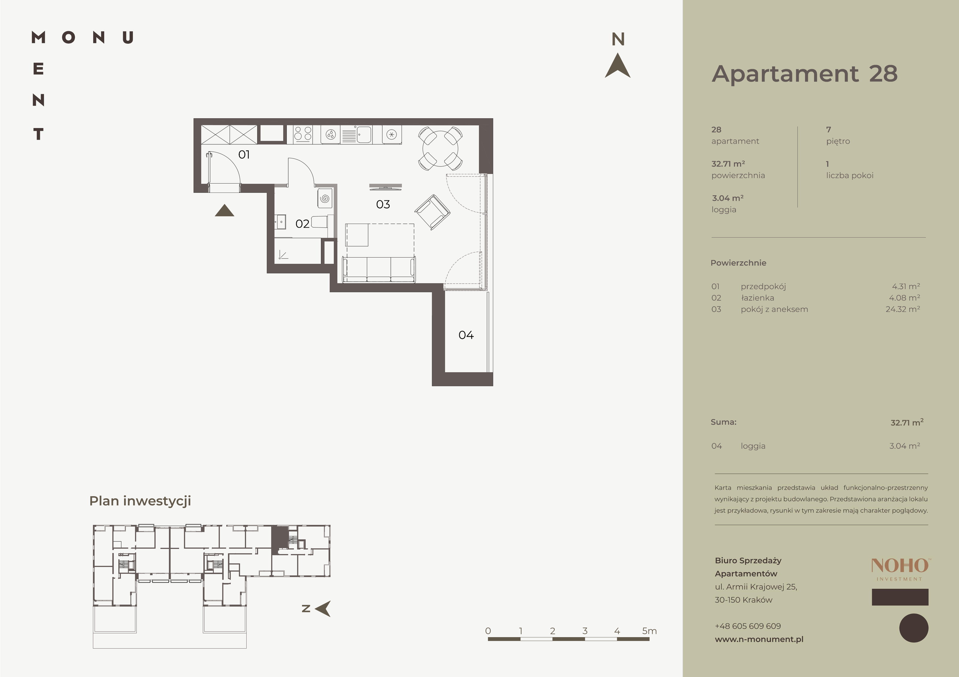 Apartament 32,71 m², piętro 7, oferta nr 28, Monument, Kraków, Prądnik Biały, Azory, ul. Wybickiego 6-idx