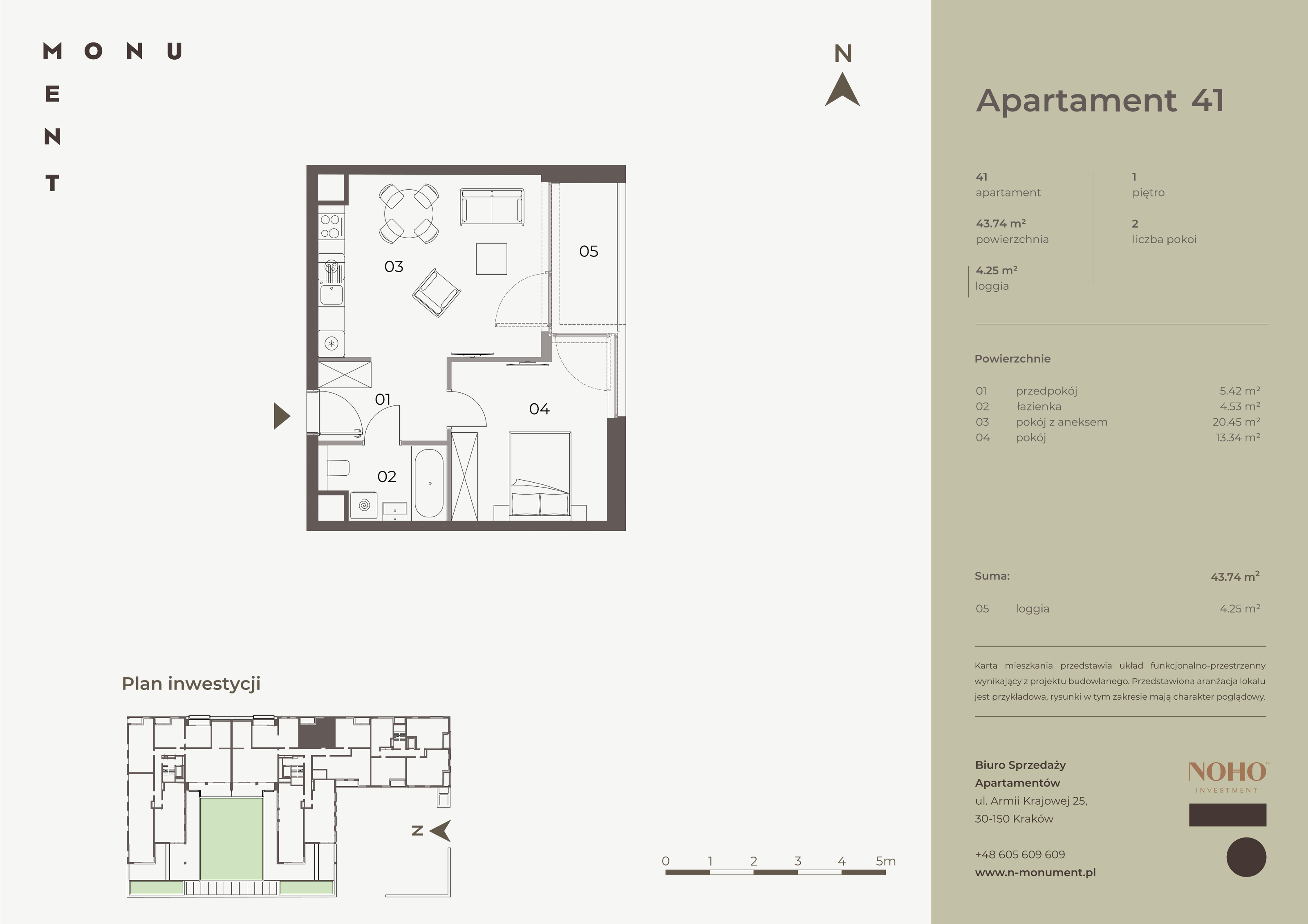 Apartament 43,74 m², piętro 1, oferta nr 41, Monument, Kraków, Prądnik Biały, Azory, ul. Wybickiego 6-idx