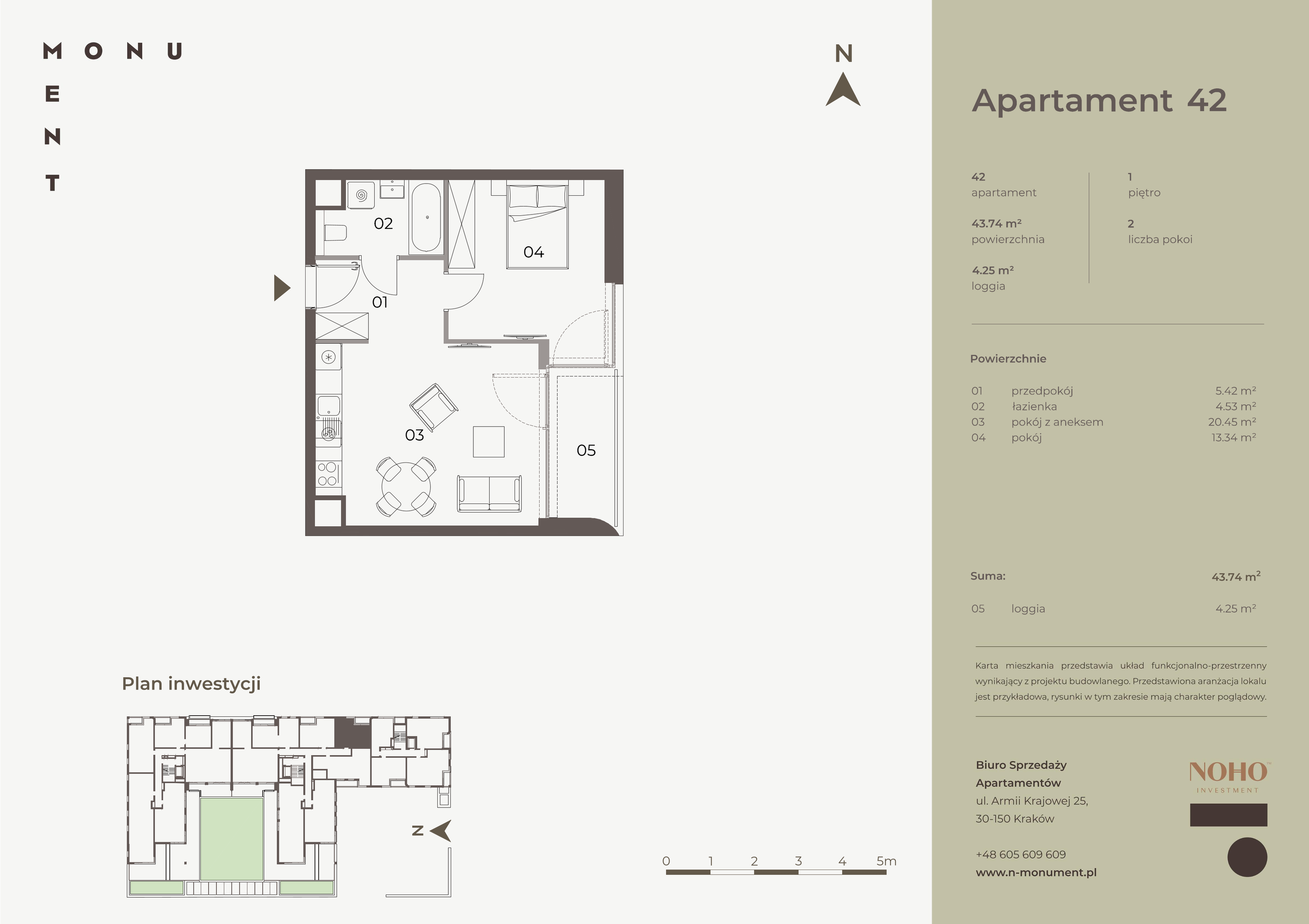 Apartament 43,74 m², piętro 1, oferta nr 42, Monument, Kraków, Prądnik Biały, Azory, ul. Wybickiego 6-idx