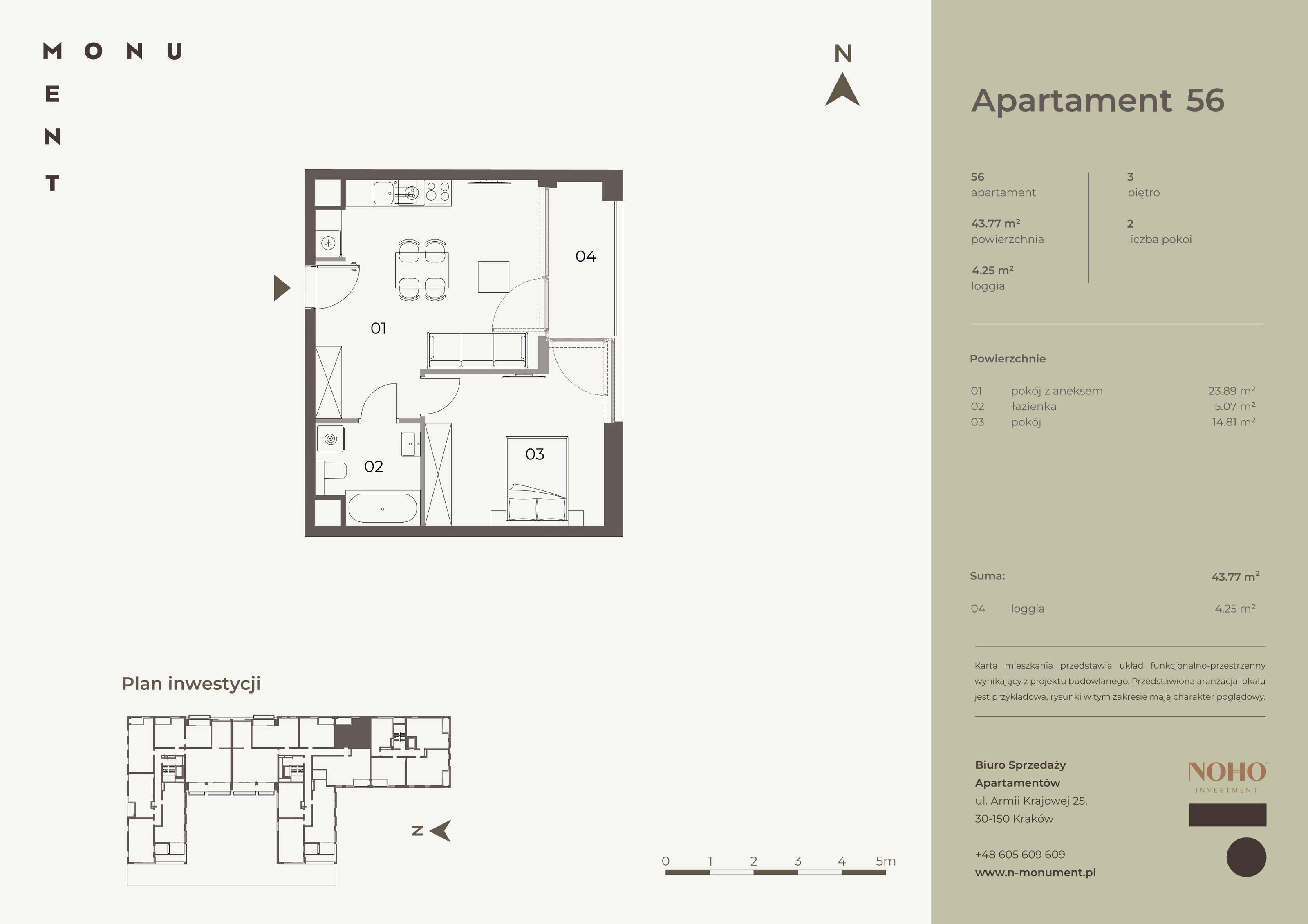 Apartament 43,77 m², piętro 3, oferta nr 56, Monument, Kraków, Prądnik Biały, Azory, ul. Wybickiego 6-idx