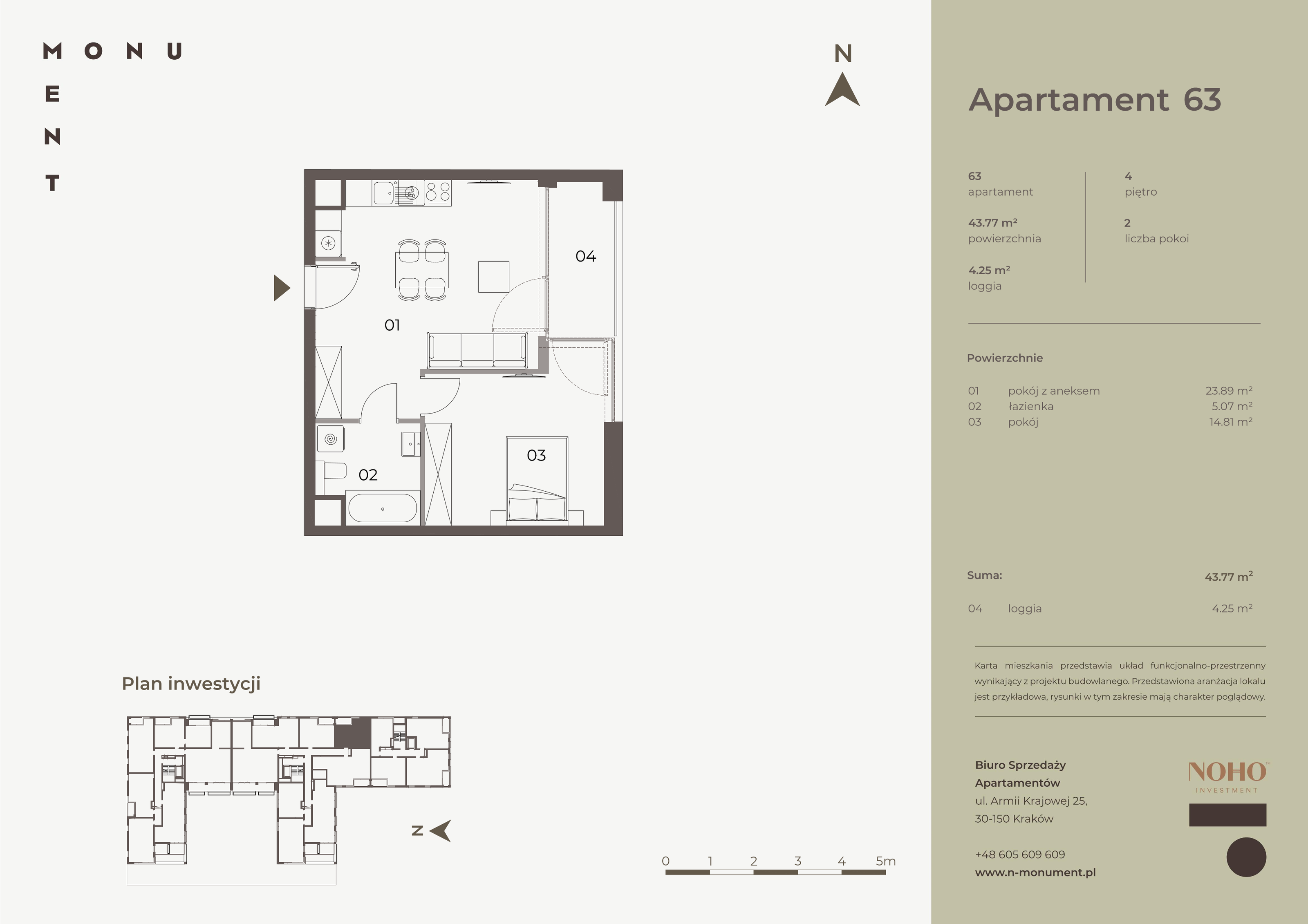 Apartament 43,77 m², piętro 4, oferta nr 63, Monument, Kraków, Prądnik Biały, Azory, ul. Wybickiego 6-idx