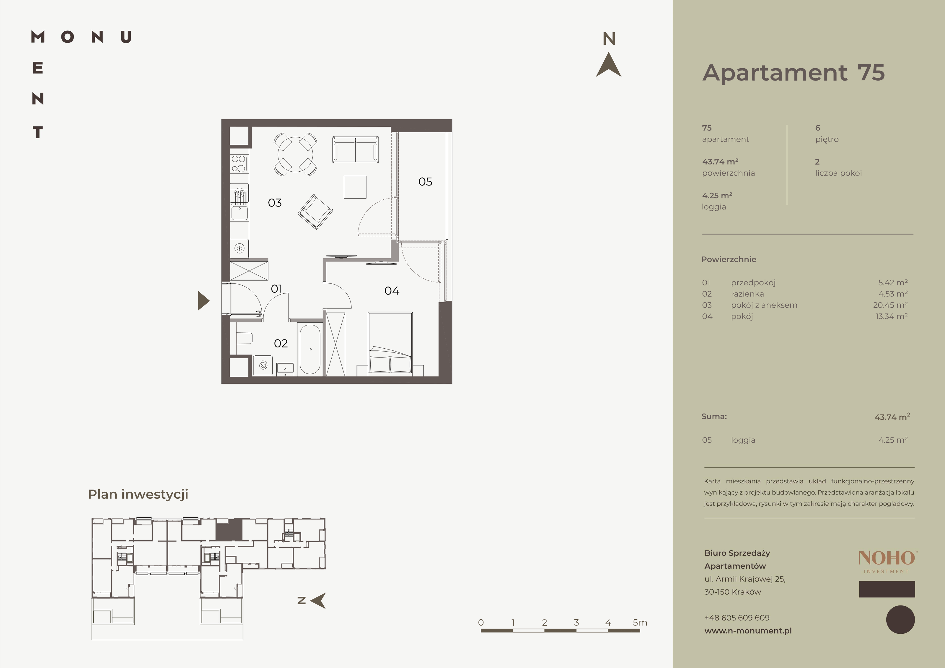 Apartament 43,74 m², piętro 6, oferta nr 75, Monument, Kraków, Prądnik Biały, Azory, ul. Wybickiego 6-idx