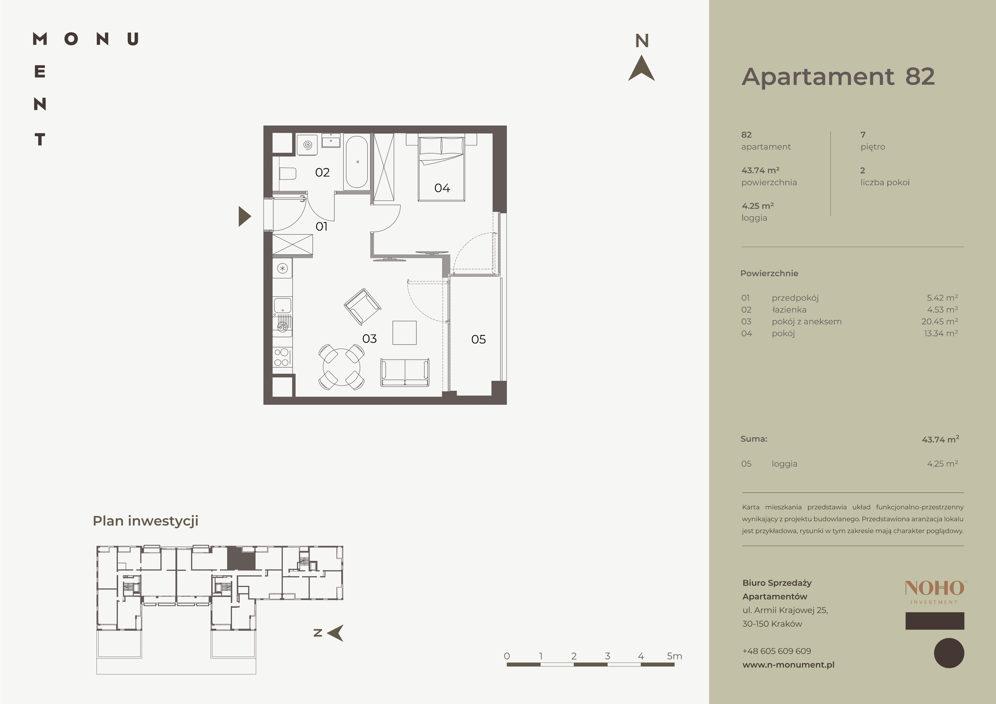 Apartament 43,74 m², piętro 7, oferta nr 82, Monument, Kraków, Prądnik Biały, Azory, ul. Wybickiego 6-idx