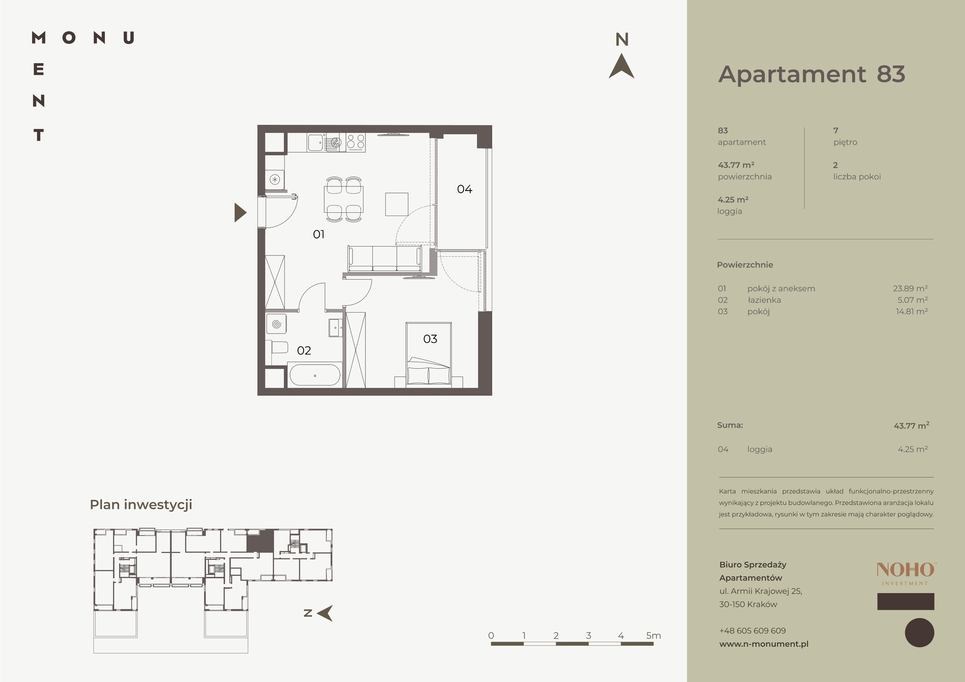 Apartament 43,77 m², piętro 7, oferta nr 83, Monument, Kraków, Prądnik Biały, Azory, ul. Wybickiego 6-idx