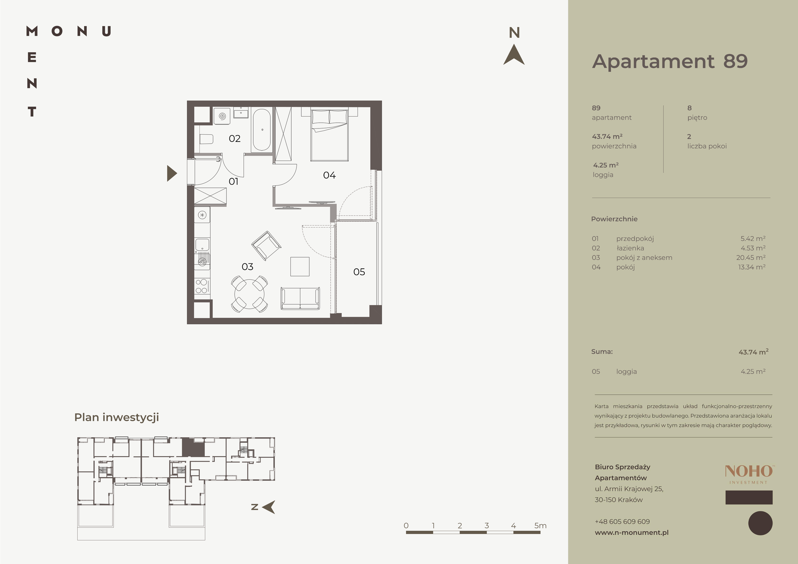 Apartament 43,74 m², piętro 8, oferta nr 89, Monument, Kraków, Prądnik Biały, Azory, ul. Wybickiego 6-idx