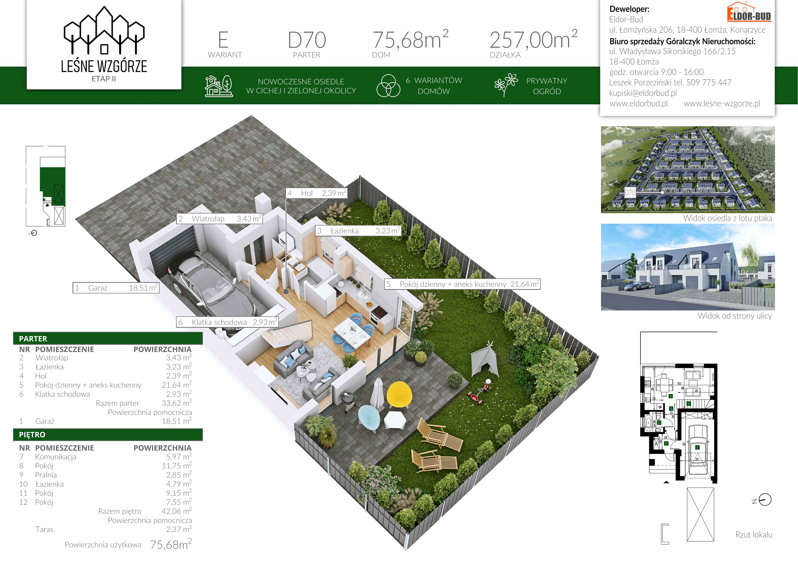 Dom 75,68 m², oferta nr D70, Leśne Wzgórze, Stare Kupiski, ul. Świerkowa-idx