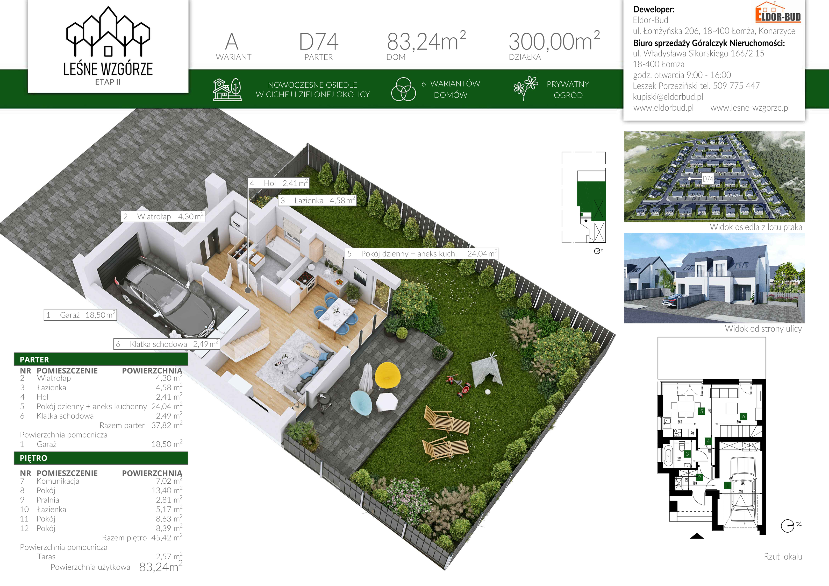 Dom 83,24 m², oferta nr D74, Leśne Wzgórze, Stare Kupiski, ul. Świerkowa-idx