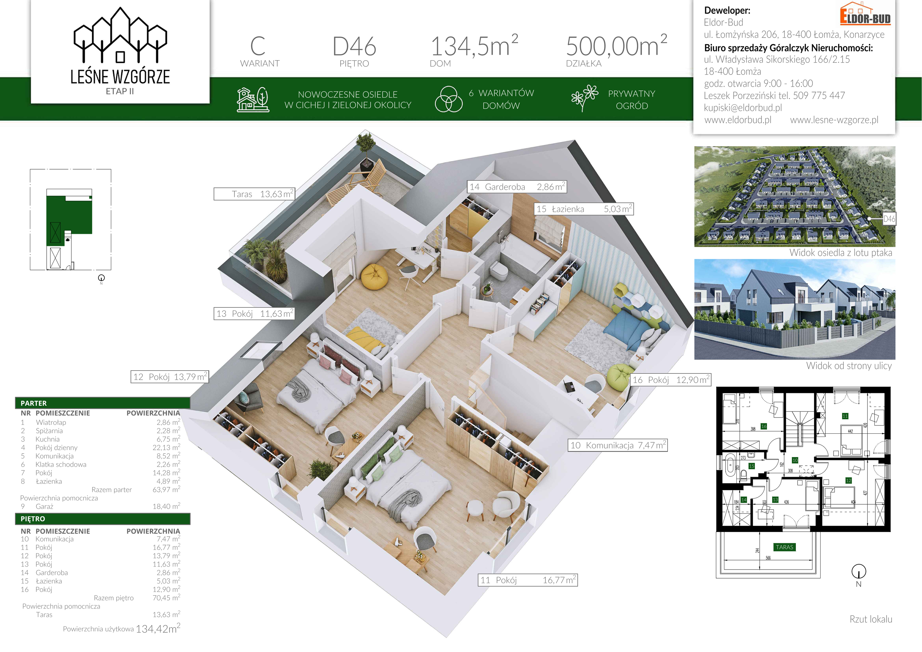 Dom 134,50 m², oferta nr D46, Leśne Wzgórze, Stare Kupiski, ul. Świerkowa-idx