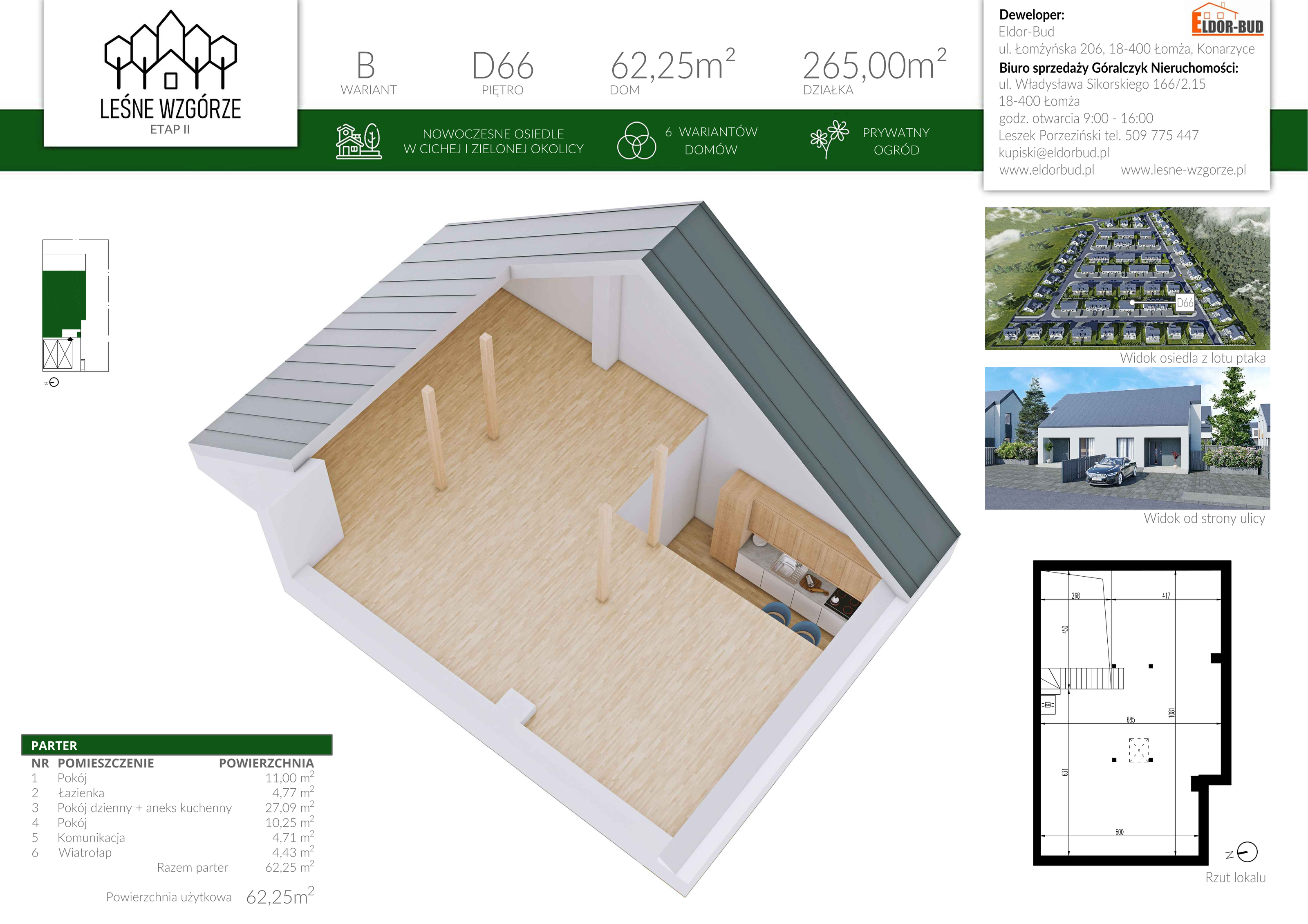 Dom 62,25 m², oferta nr D66, Leśne Wzgórze, Stare Kupiski, ul. Świerkowa-idx