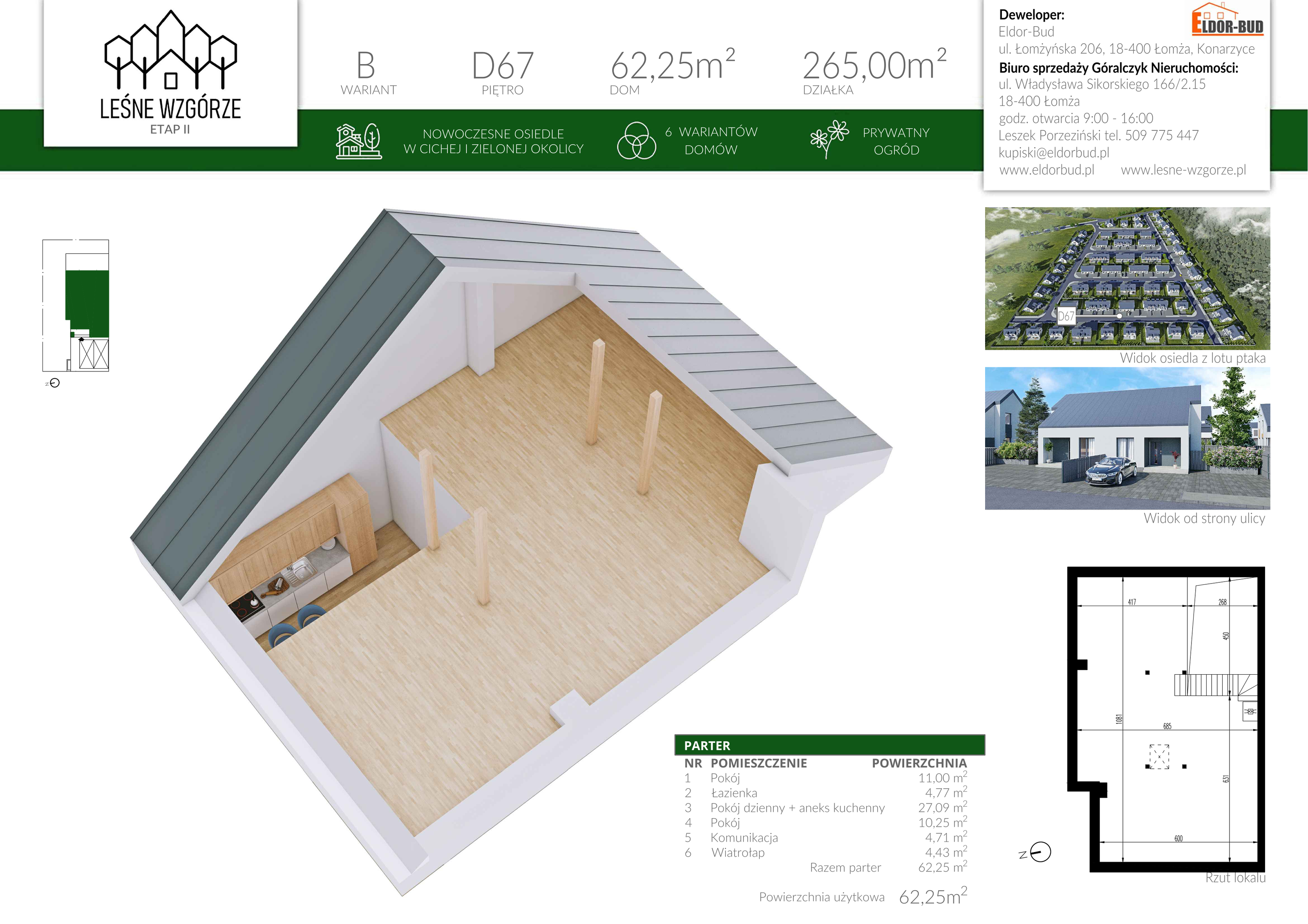 Dom 62,25 m², oferta nr D67, Leśne Wzgórze, Stare Kupiski, ul. Świerkowa-idx