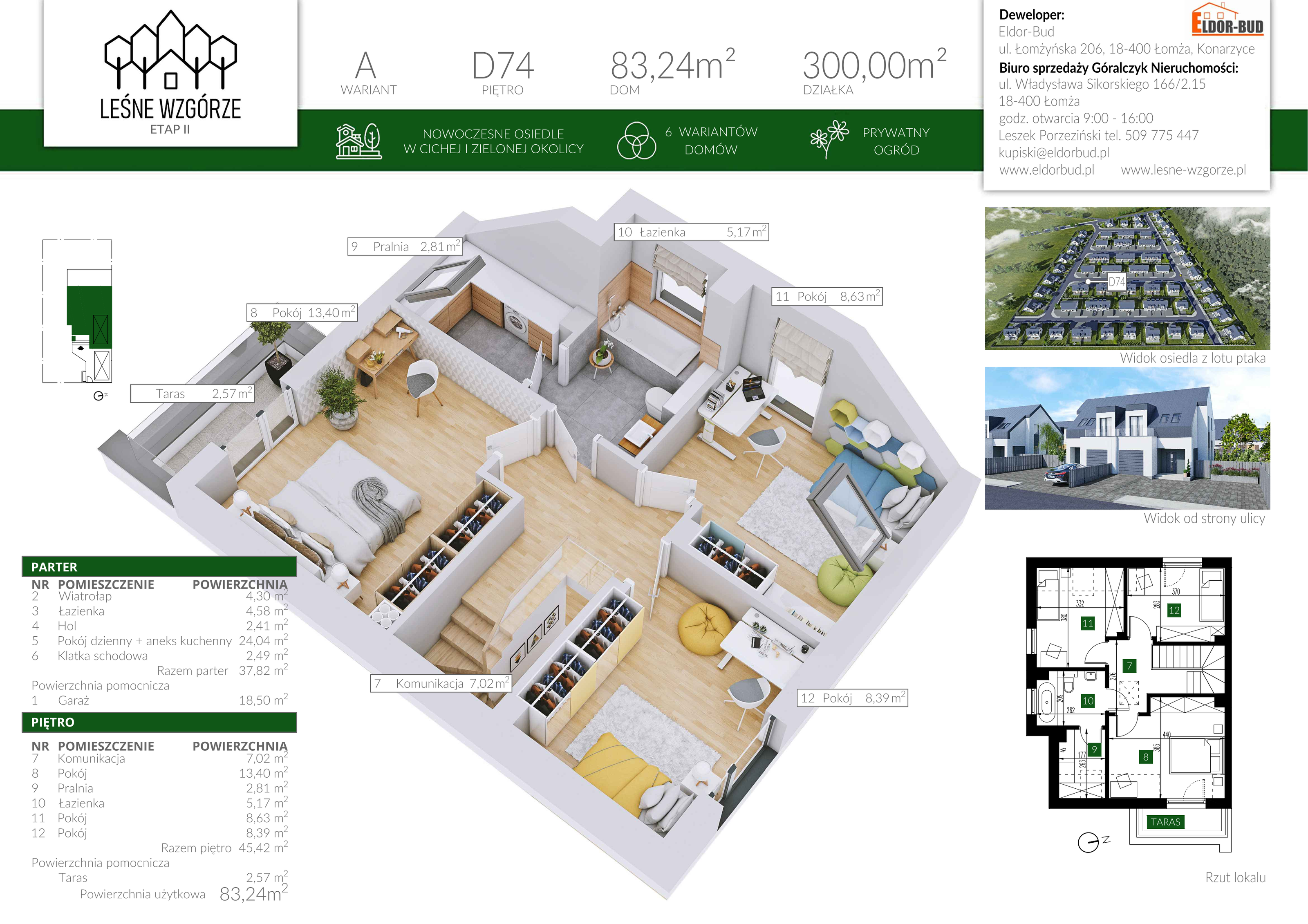 Dom 83,24 m², oferta nr D74, Leśne Wzgórze, Stare Kupiski, ul. Świerkowa-idx