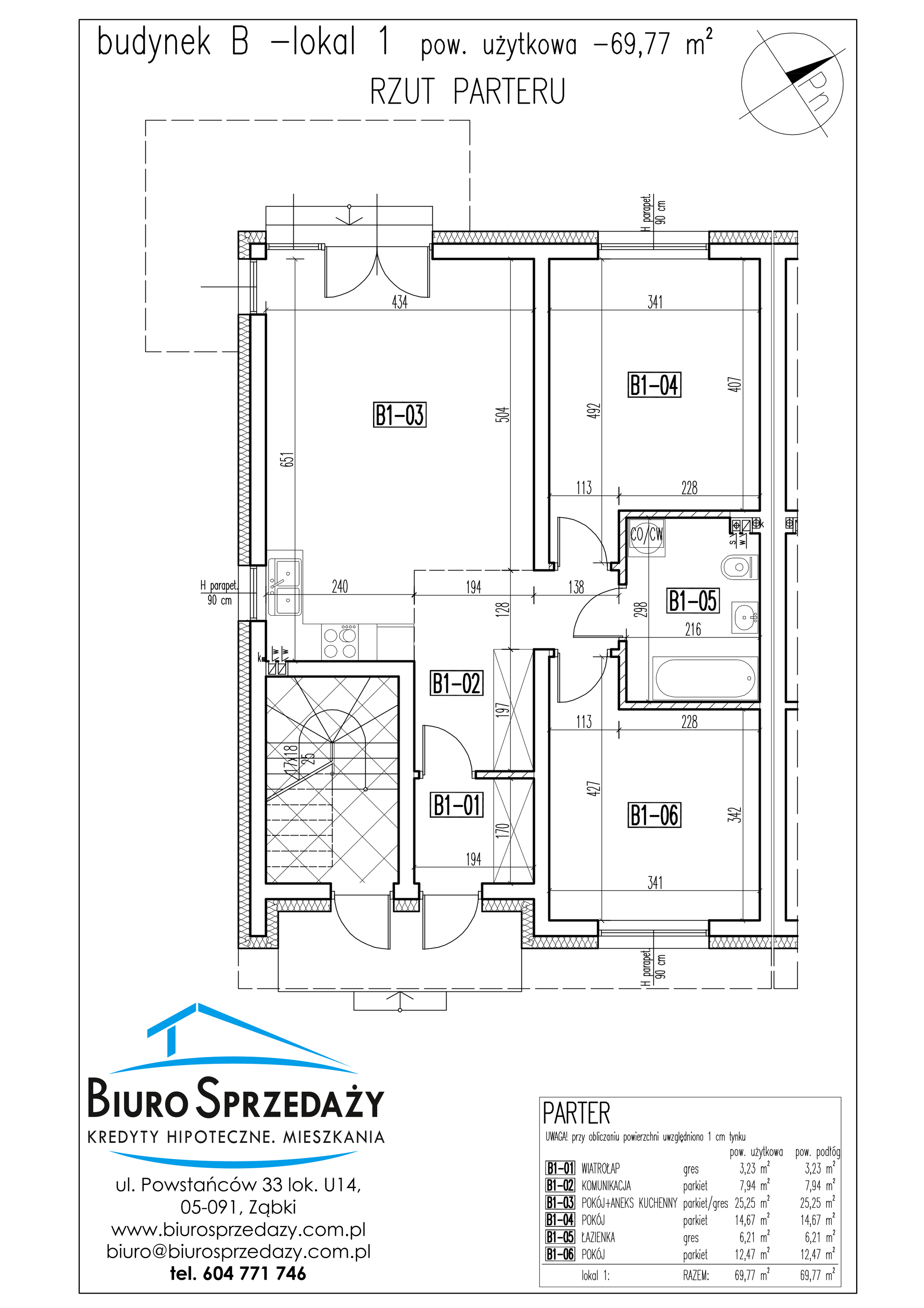 Mieszkanie 69,77 m², parter, oferta nr B1, Osiedle Słowackiego, Radzymin, ul. Słowackiego-idx