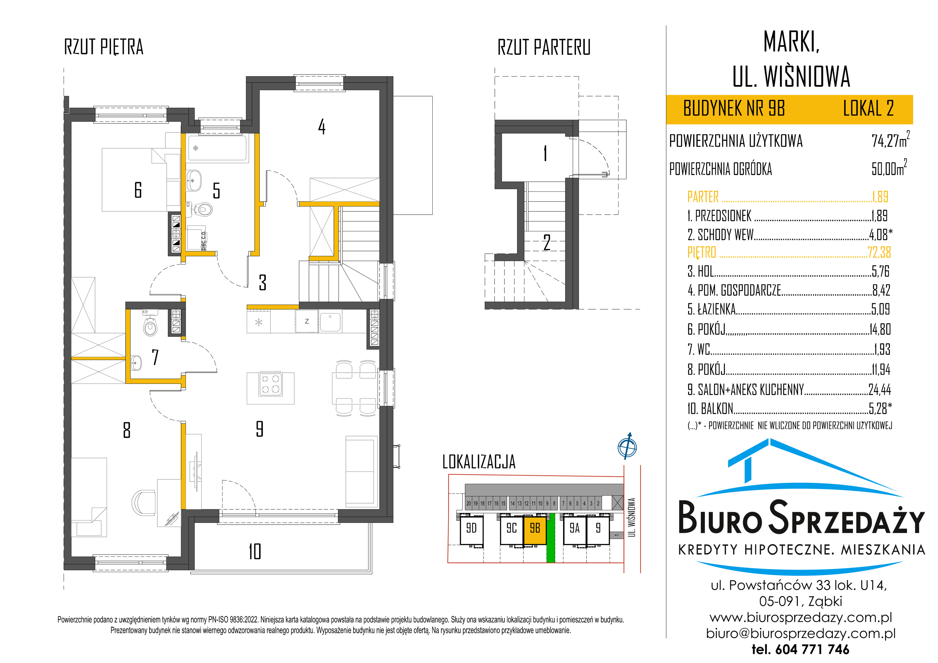 Mieszkanie 74,27 m², piętro 1, oferta nr 9B/2, Osiedle Cherry, Marki, ul. Wiśniowa 9-idx