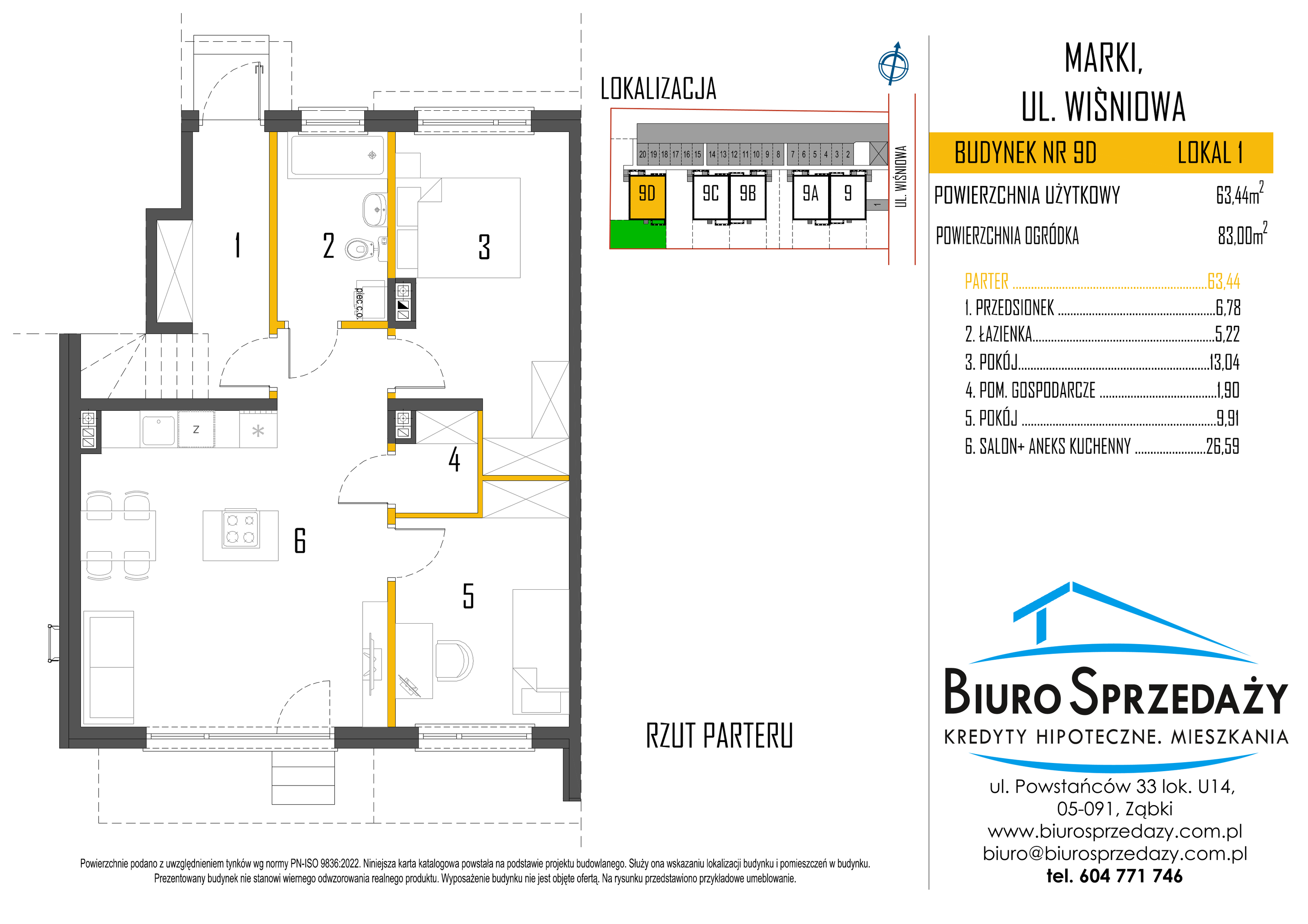 Mieszkanie 63,44 m², parter, oferta nr 9D/1, Osiedle Cherry, Marki, ul. Wiśniowa 9-idx