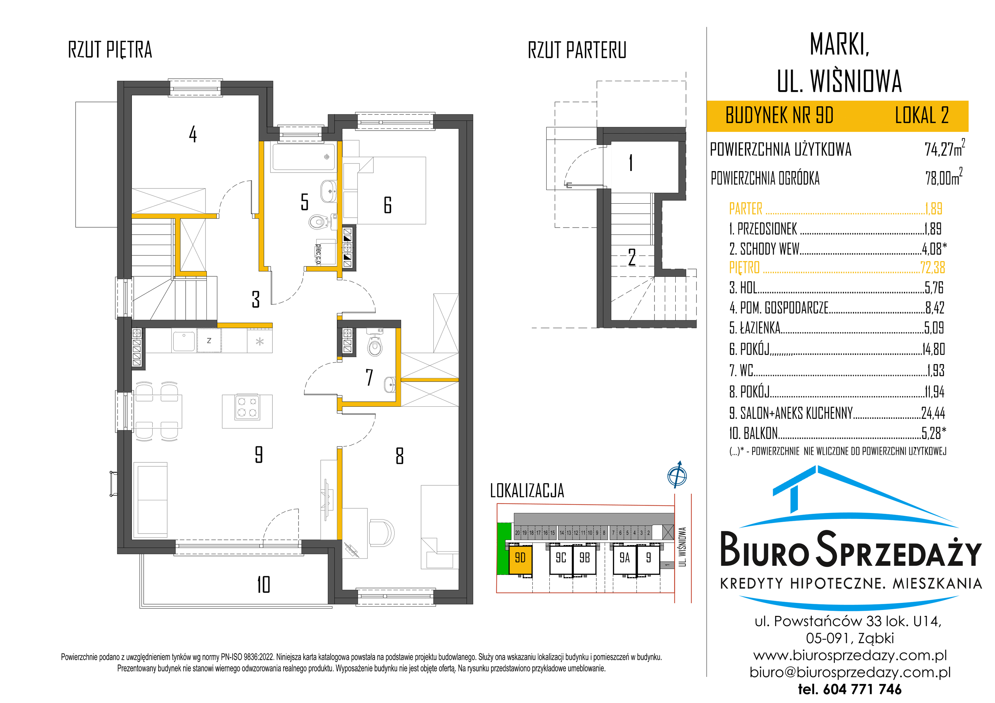 Mieszkanie 74,27 m², piętro 1, oferta nr 9D/2, Osiedle Cherry, Marki, ul. Wiśniowa 9-idx