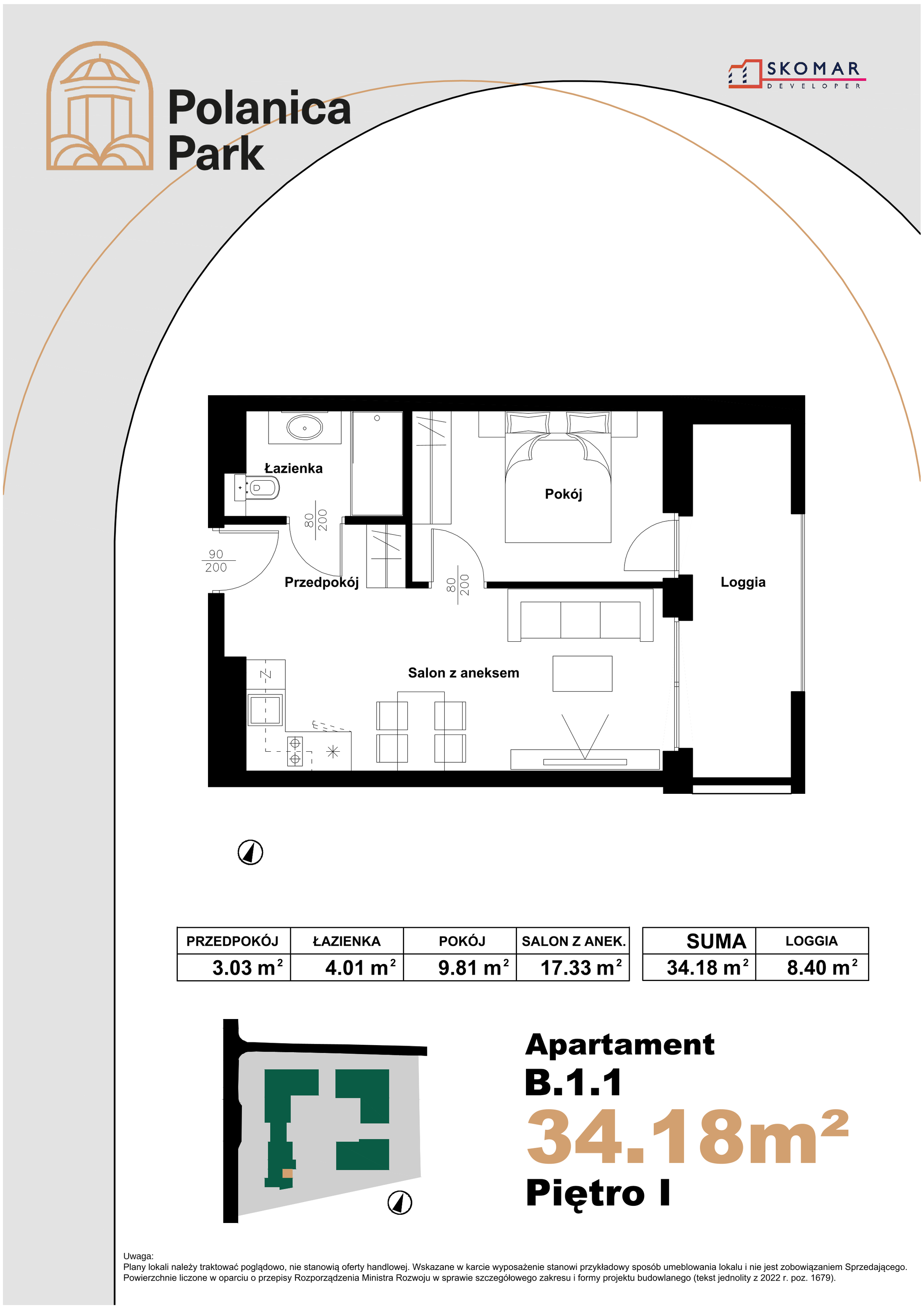 Apartament 34,18 m², piętro 1, oferta nr B_1_1, Polanica Park, Polanica-Zdrój, ul. Zdrojowa-idx