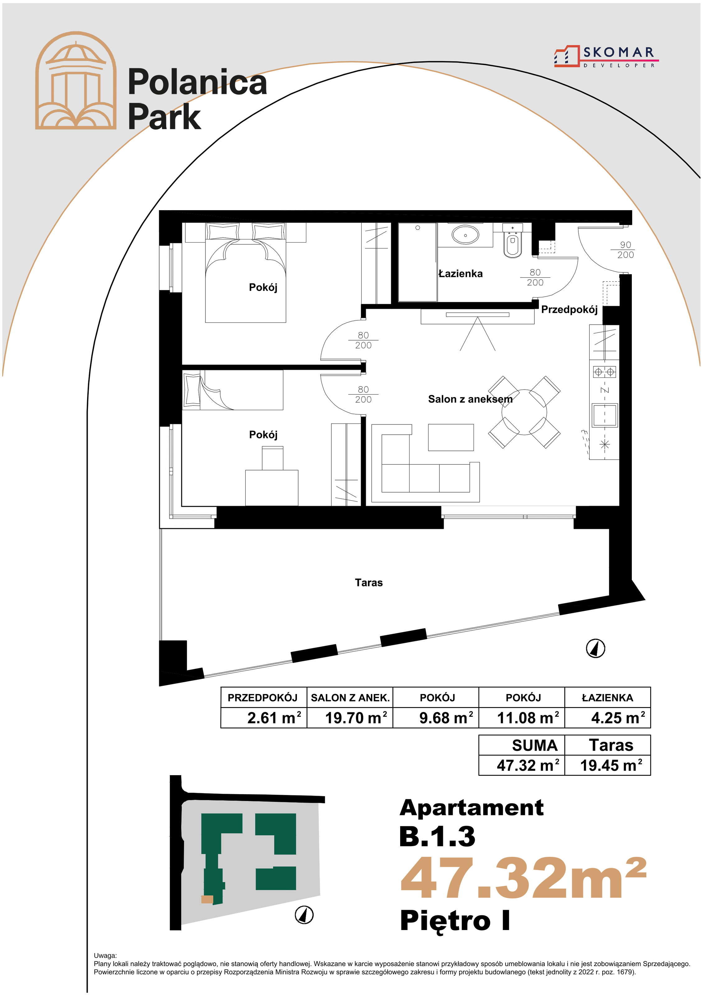 Apartament 47,32 m², piętro 1, oferta nr B_1_3, Polanica Park, Polanica-Zdrój, ul. Zdrojowa-idx