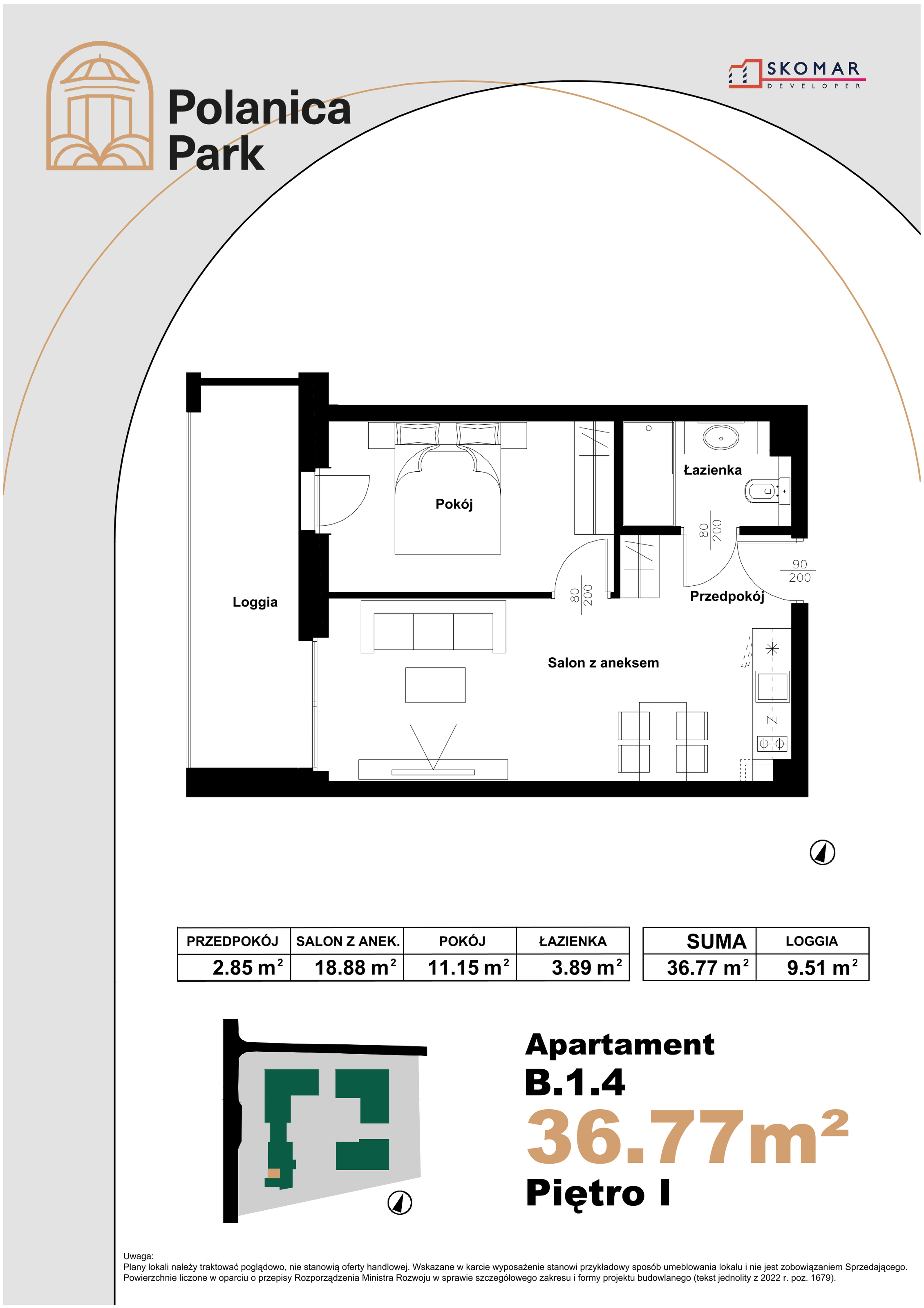 Apartament 36,77 m², piętro 1, oferta nr B_1_4, Polanica Park, Polanica-Zdrój, ul. Zdrojowa-idx