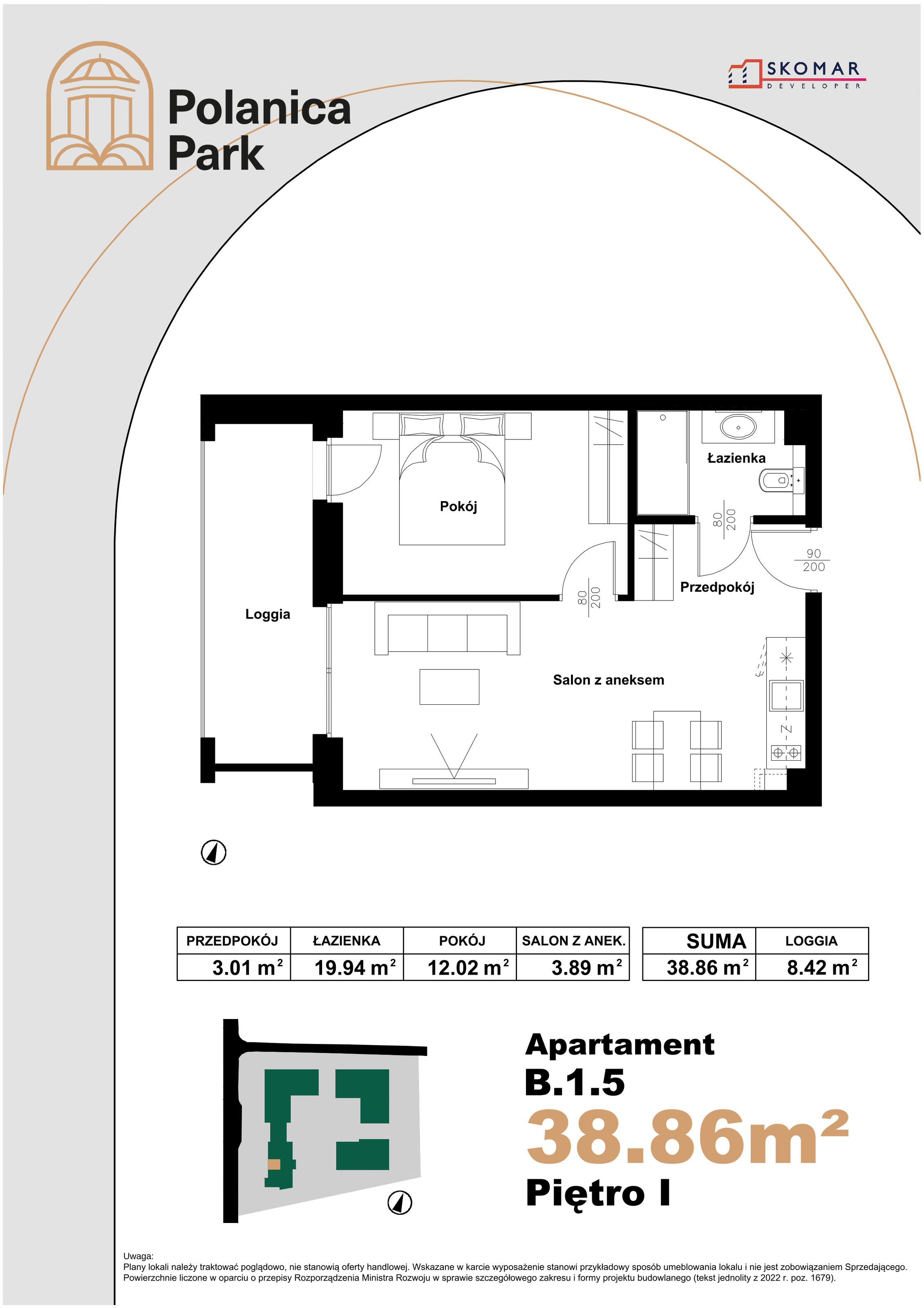 Apartament 38,86 m², piętro 1, oferta nr B_1_5, Polanica Park, Polanica-Zdrój, ul. Zdrojowa-idx