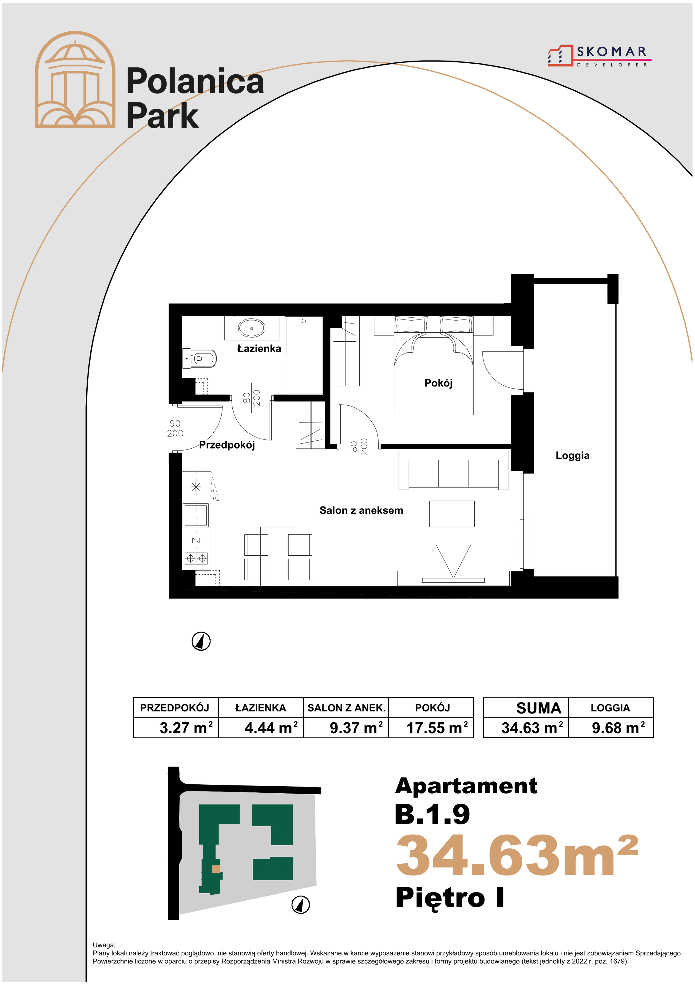 Apartament 34,63 m², piętro 1, oferta nr B_1_9, Polanica Park, Polanica-Zdrój, ul. Zdrojowa-idx