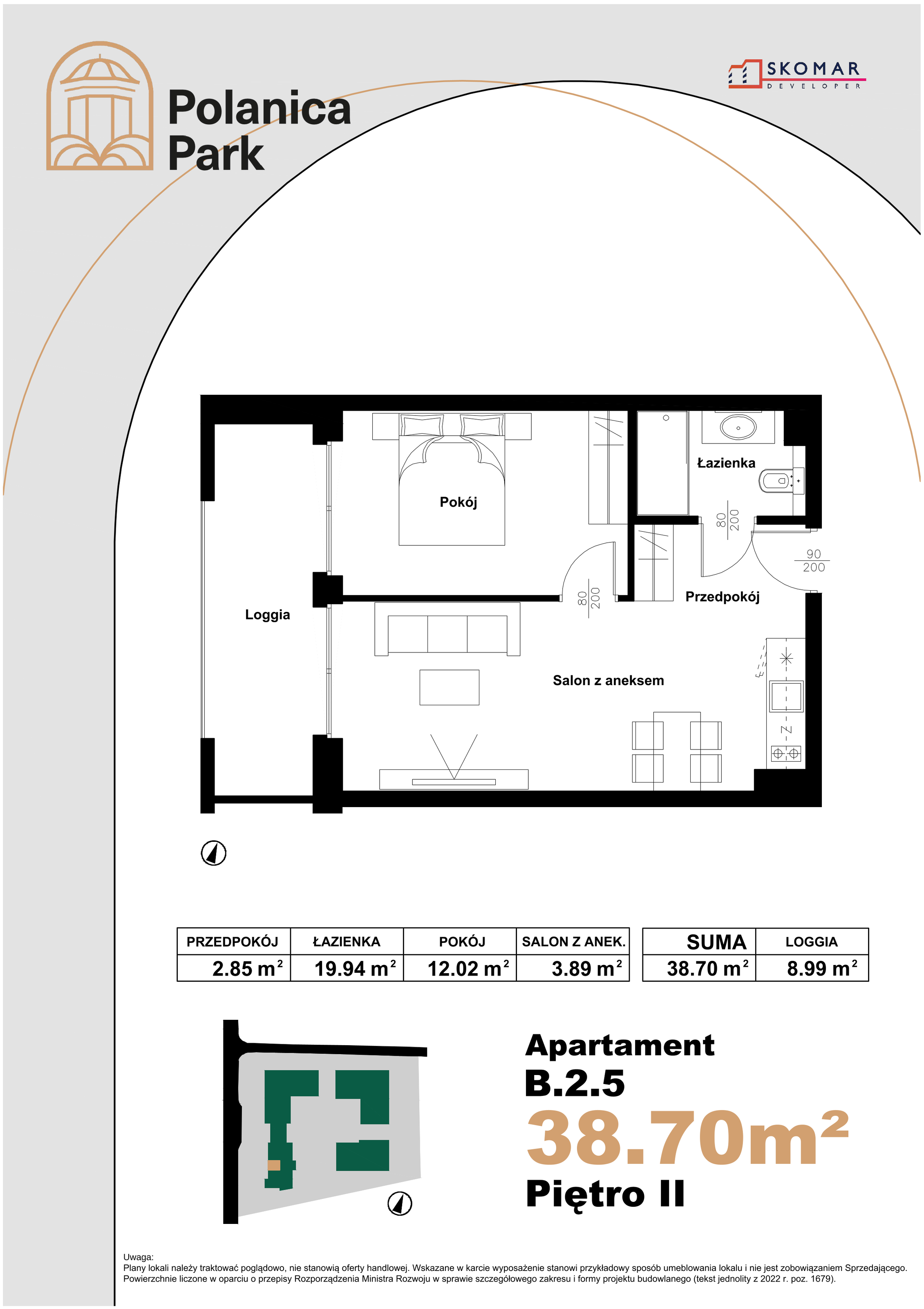 Apartament 38,70 m², piętro 2, oferta nr B_2_5, Polanica Park, Polanica-Zdrój, ul. Zdrojowa-idx