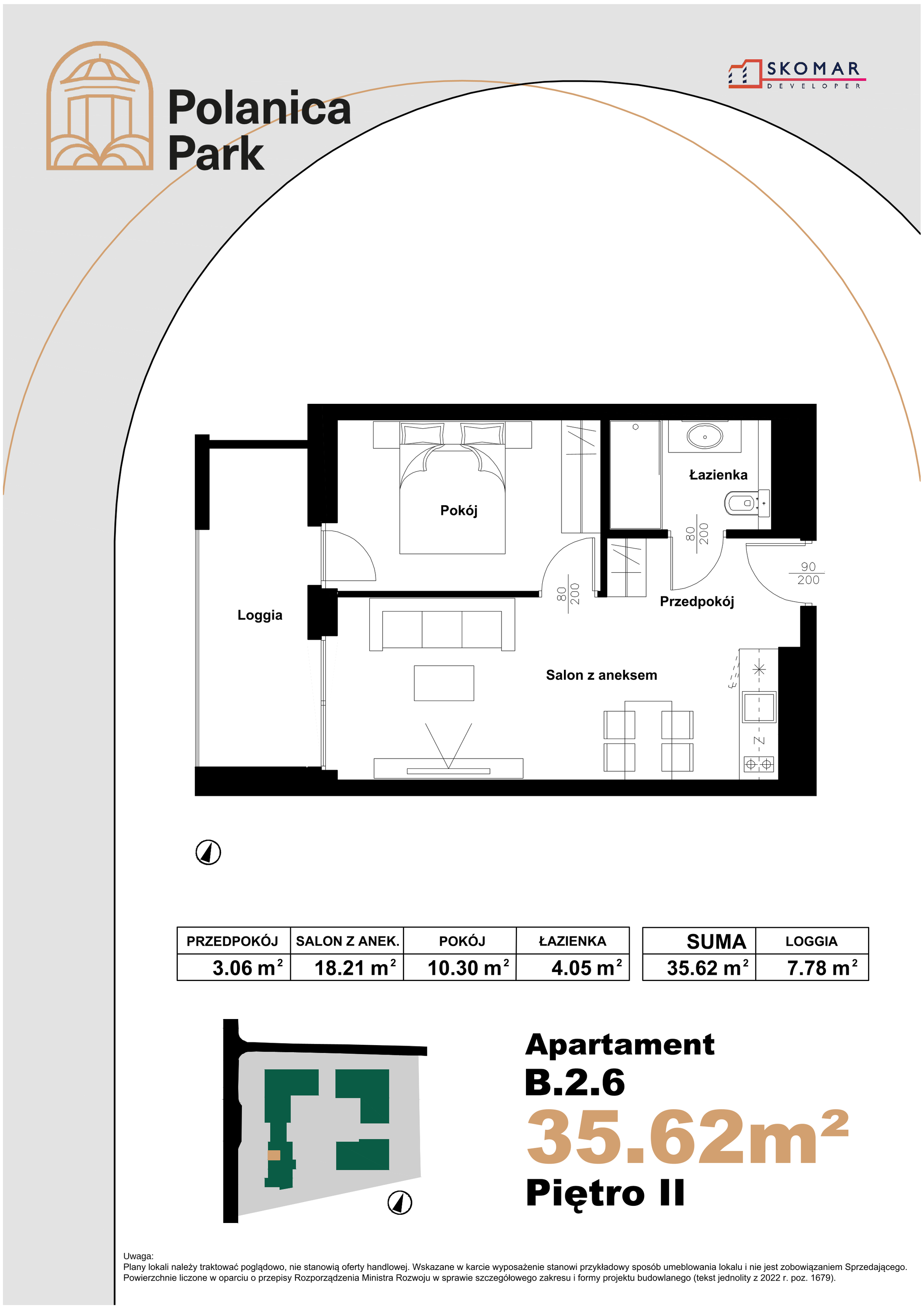 Apartament 35,62 m², piętro 2, oferta nr B_2_6, Polanica Park, Polanica-Zdrój, ul. Zdrojowa-idx