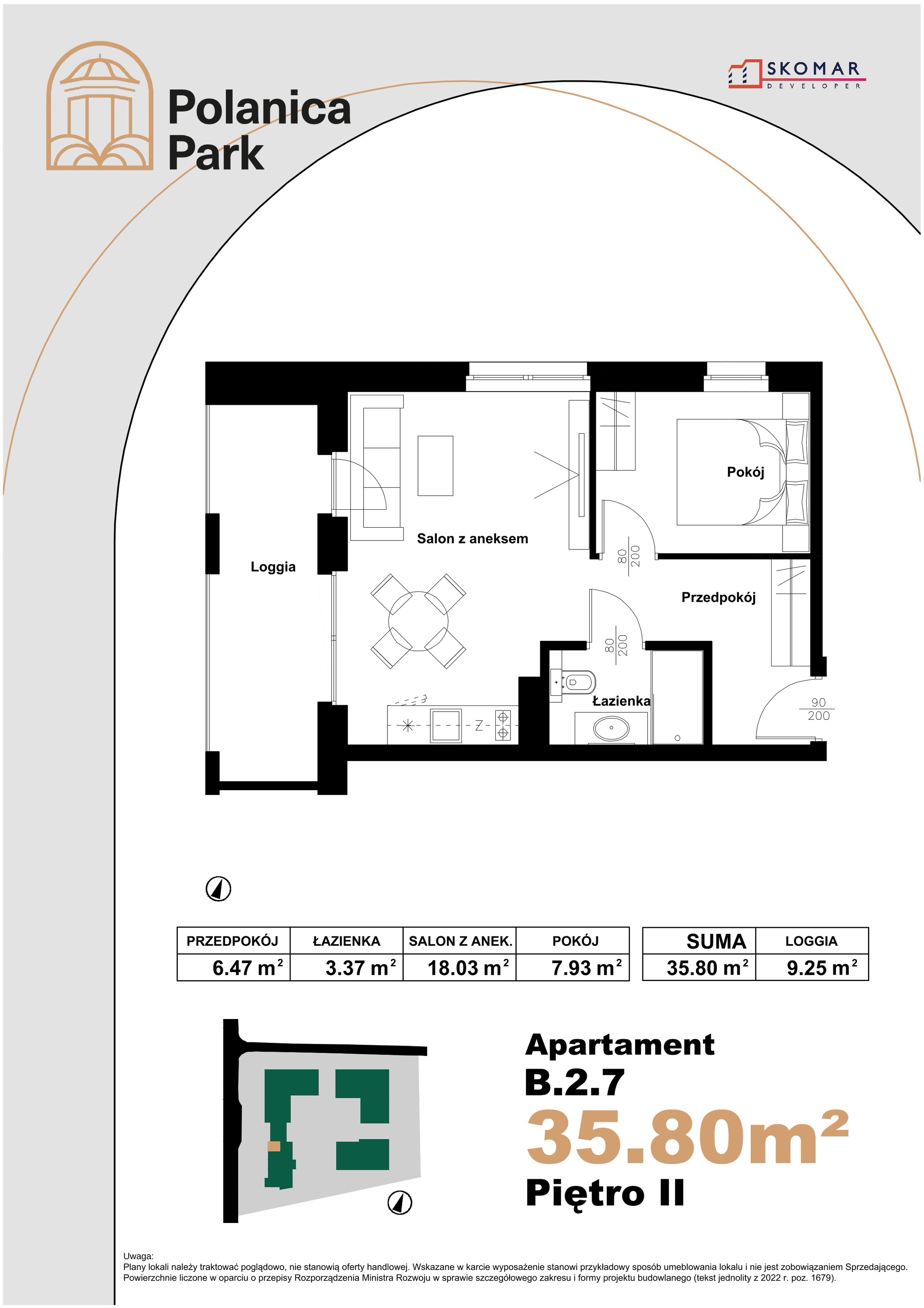 Apartament 35,80 m², piętro 2, oferta nr B_2_7, Polanica Park, Polanica-Zdrój, ul. Zdrojowa-idx