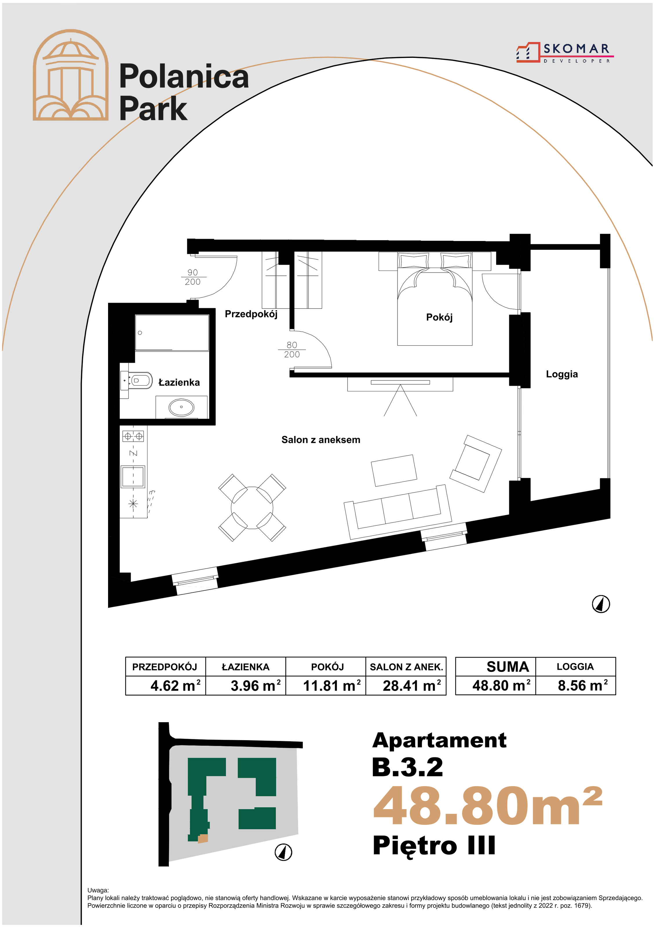 Apartament 48,80 m², piętro 3, oferta nr B_3_2, Polanica Park, Polanica-Zdrój, ul. Zdrojowa-idx