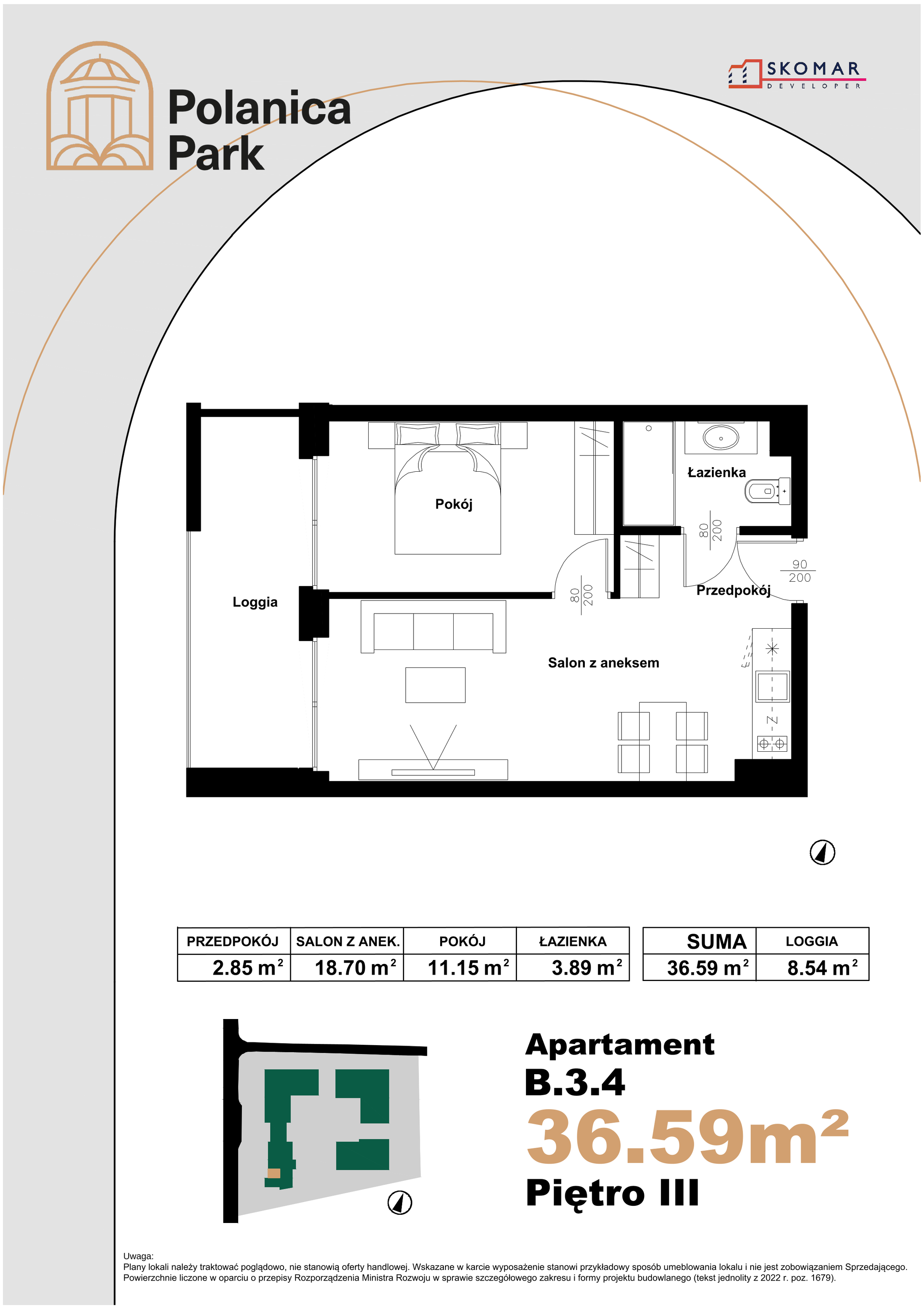 Apartament 36,59 m², piętro 3, oferta nr B_3_4, Polanica Park, Polanica-Zdrój, ul. Zdrojowa-idx