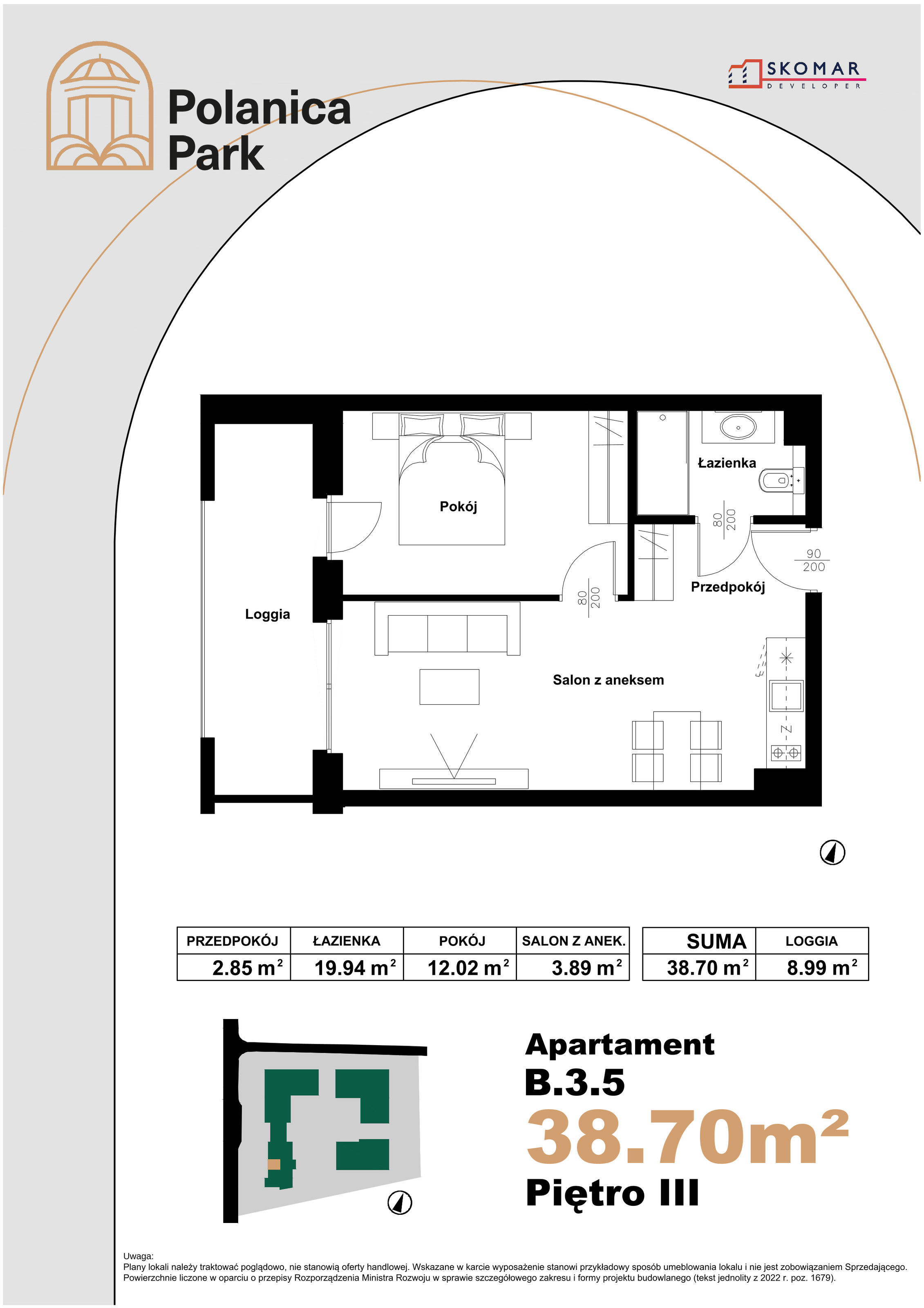 Apartament 38,70 m², piętro 3, oferta nr B_3_5, Polanica Park, Polanica-Zdrój, ul. Zdrojowa-idx